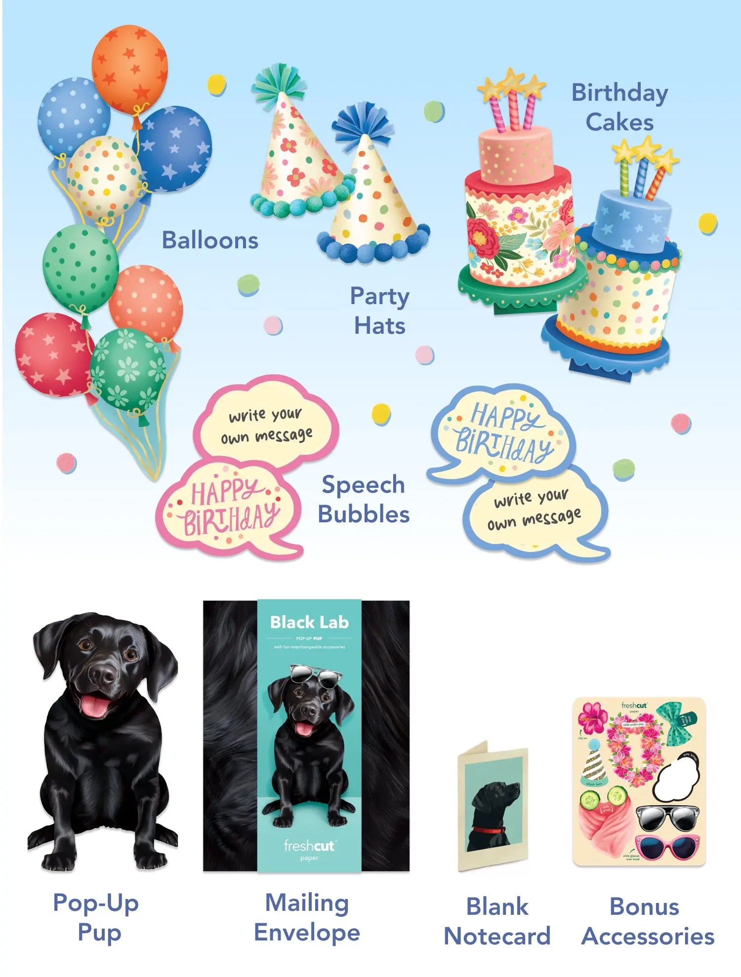 Birthday Black Lab Pop-Up Card FreshCut Paper