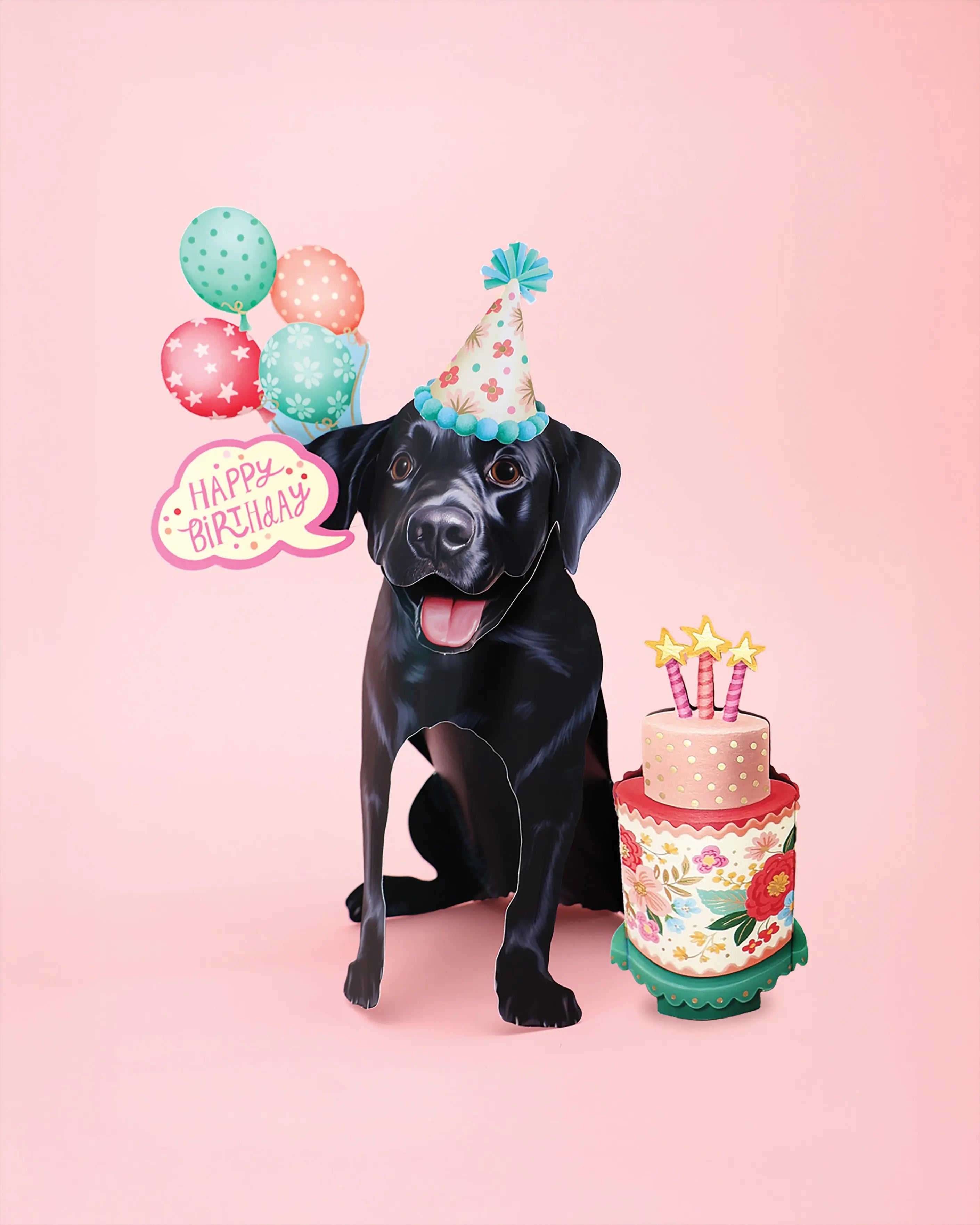 Birthday Black Lab Pop-Up Card FreshCut Paper