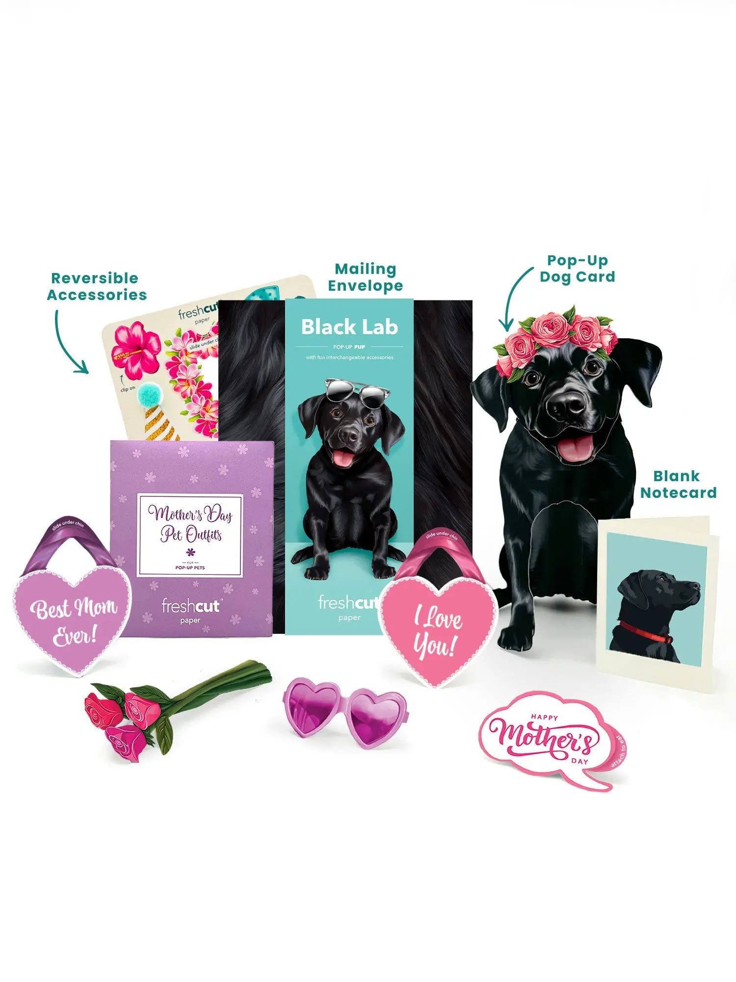 Mother's Day Black Lab Pop-Up Card - FreshCut Paper