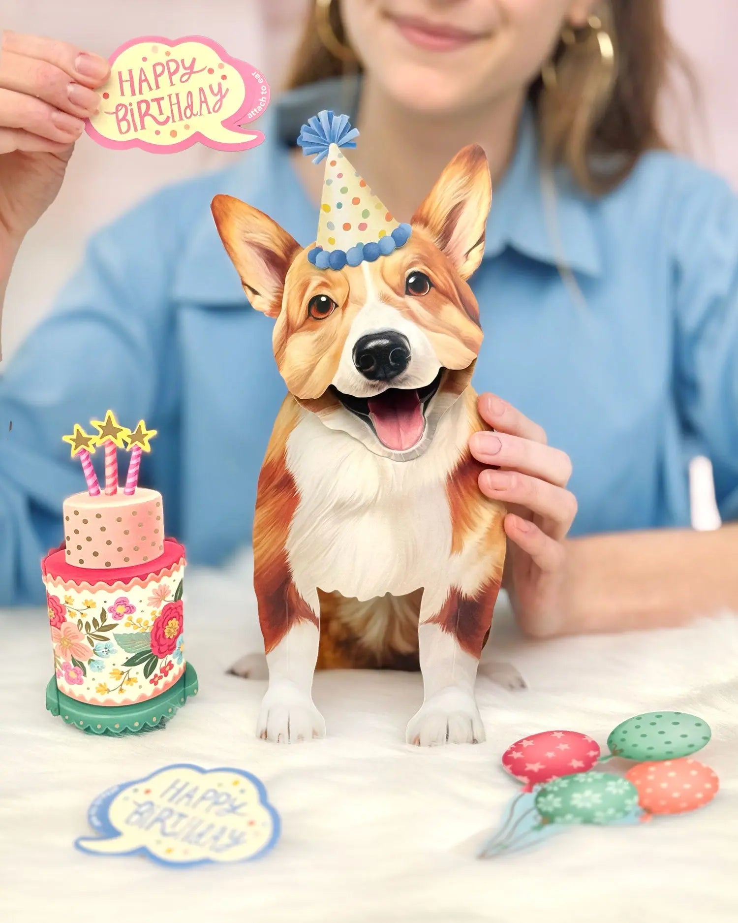 Birthday Corgi Pop-Up Card FreshCut Paper