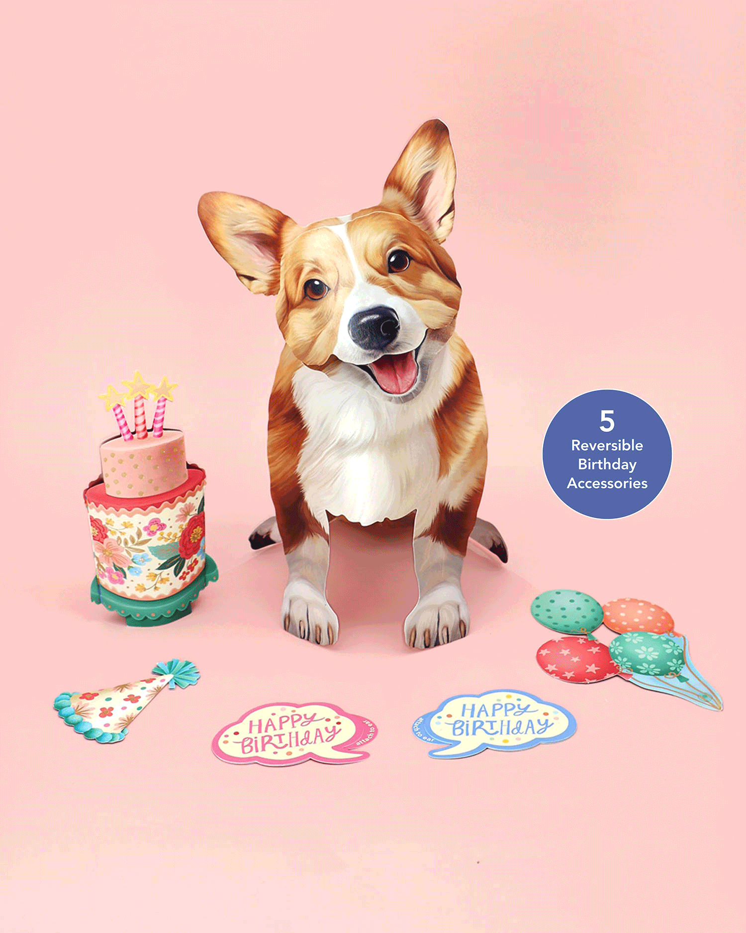 Birthday Corgi Pop-Up Card FreshCut Paper