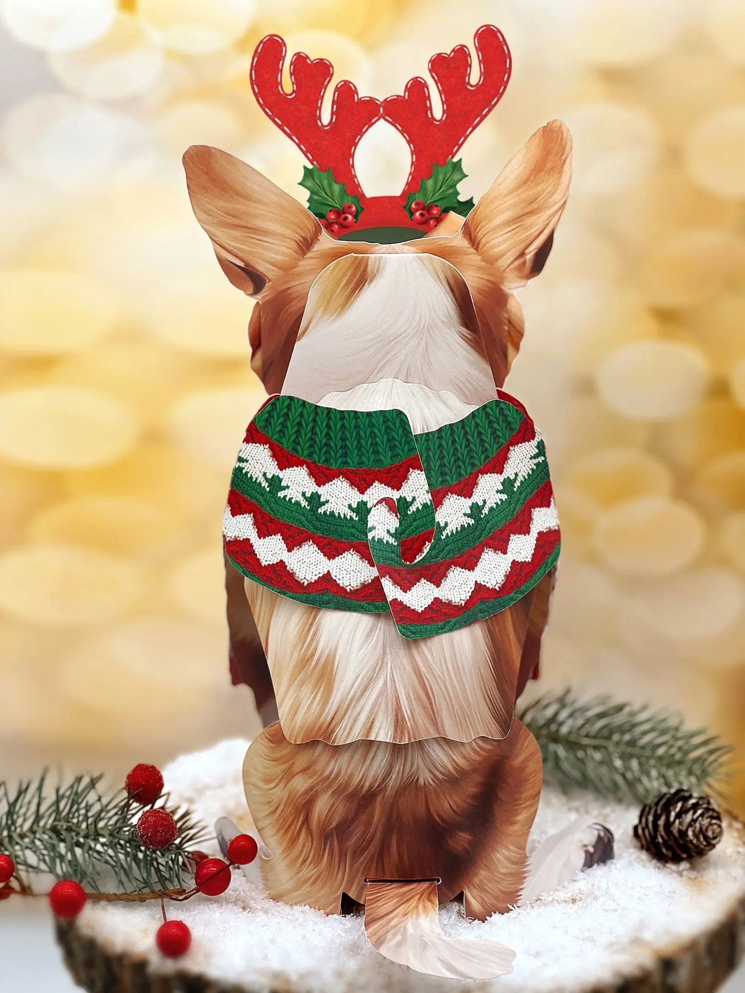 Back of Holiday Corgi Pop-Up