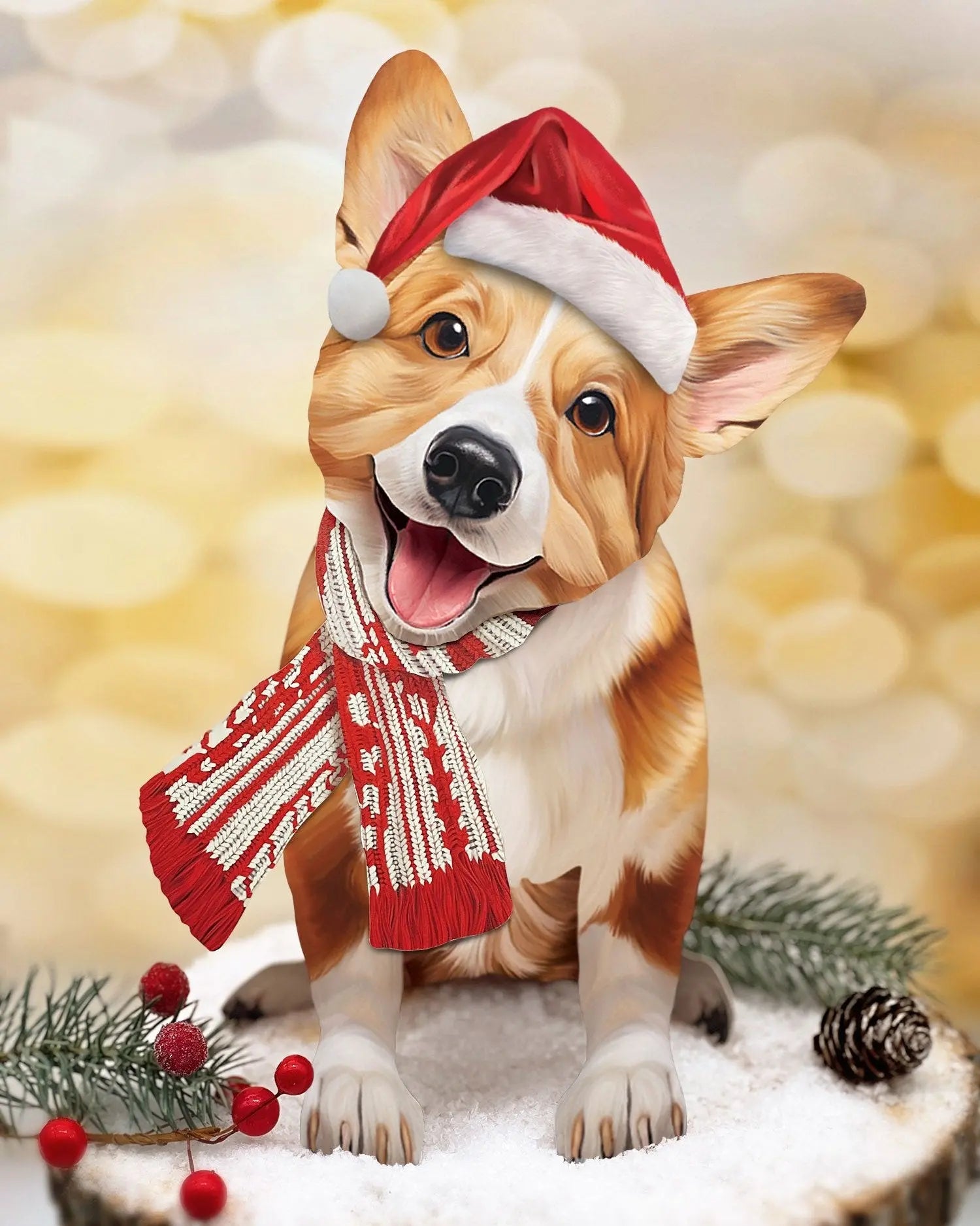 Holiday Corgi Pop-Up in Santa Hat