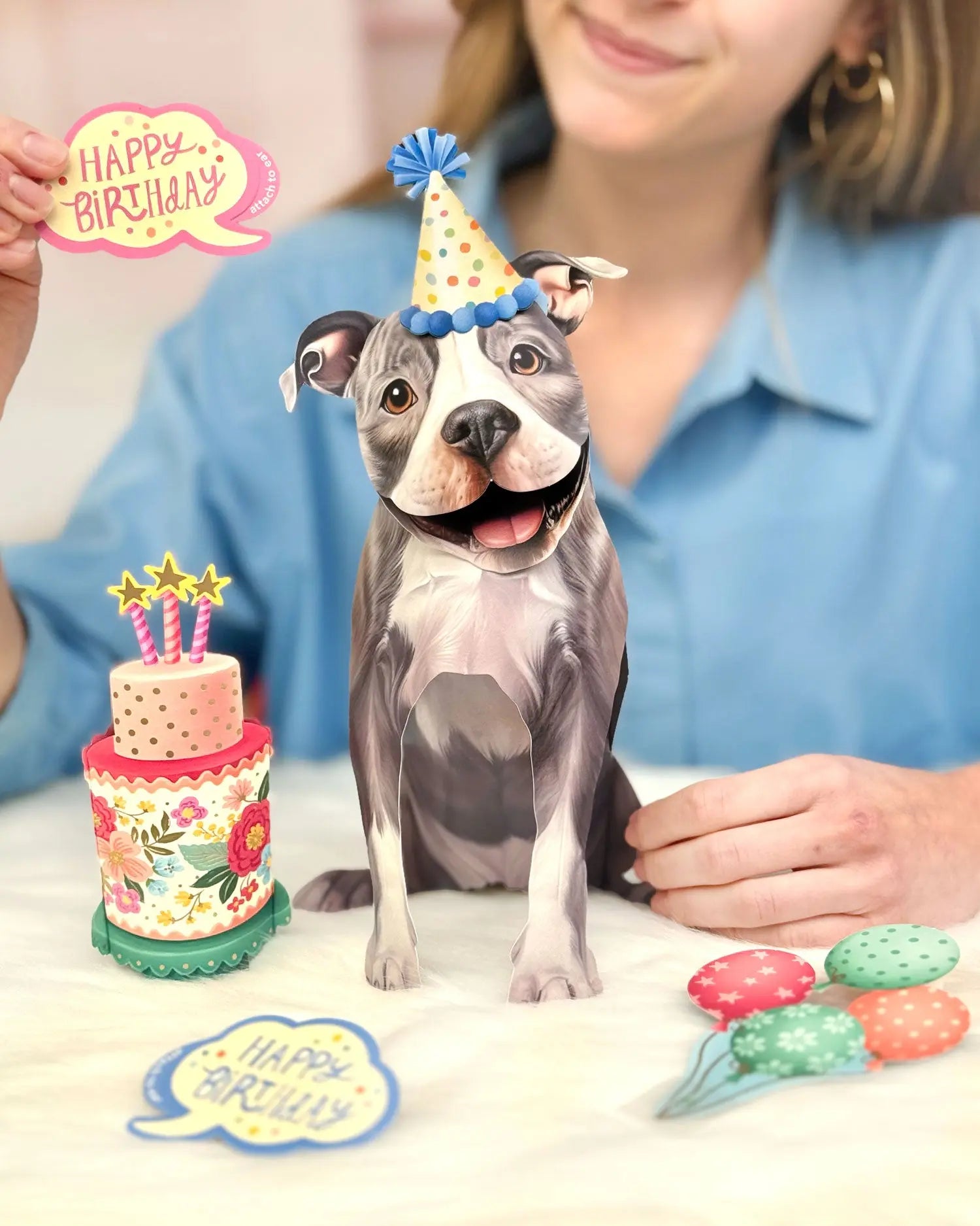 Birthday Pit Bull Pop-Up Card FreshCut Paper