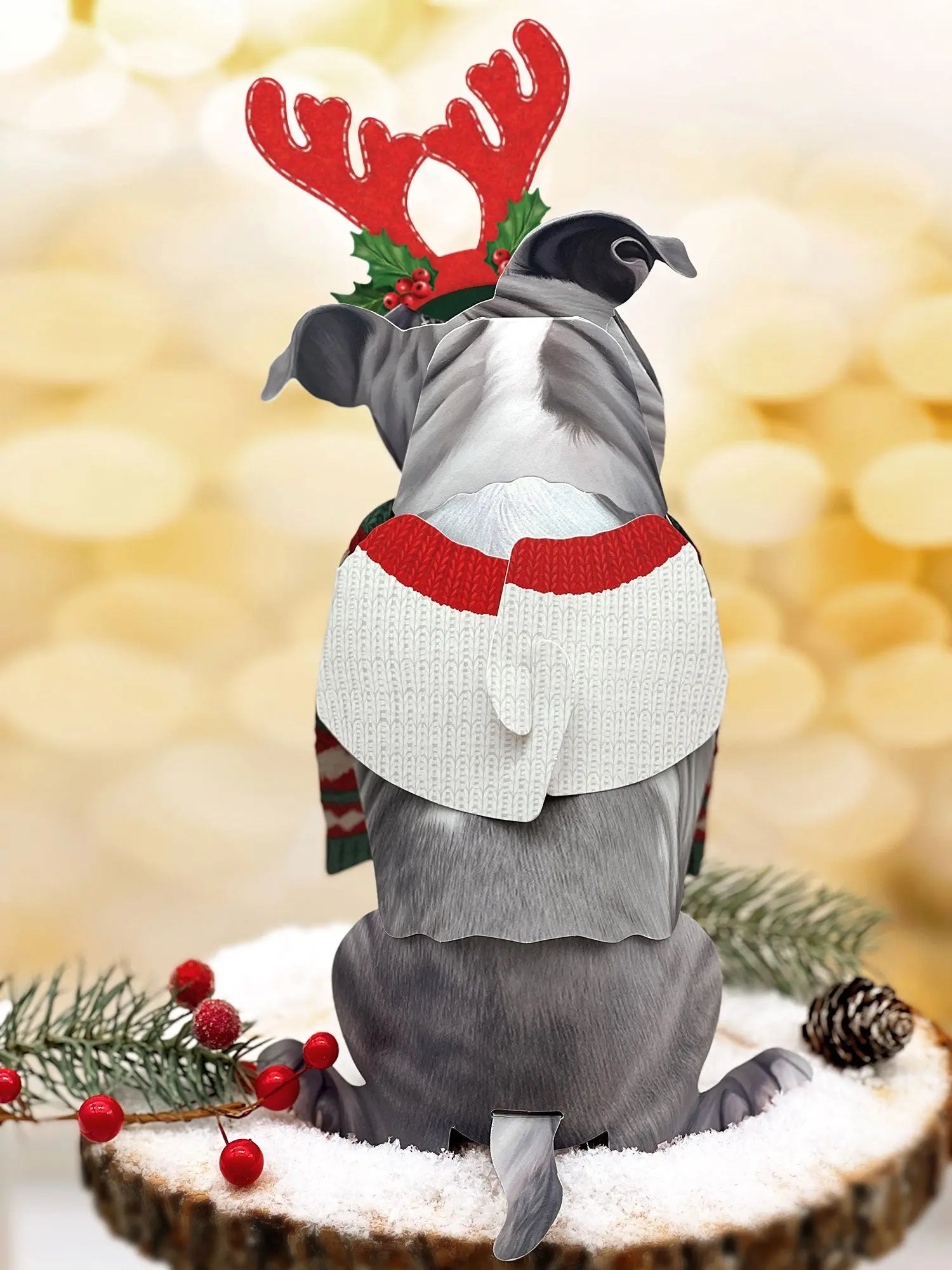 back of Holiday Pit Bull Pop-Up Card