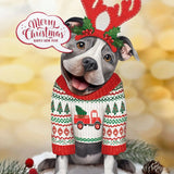 Holiday Pit Bull Pop-Up Card with reindeer antlers