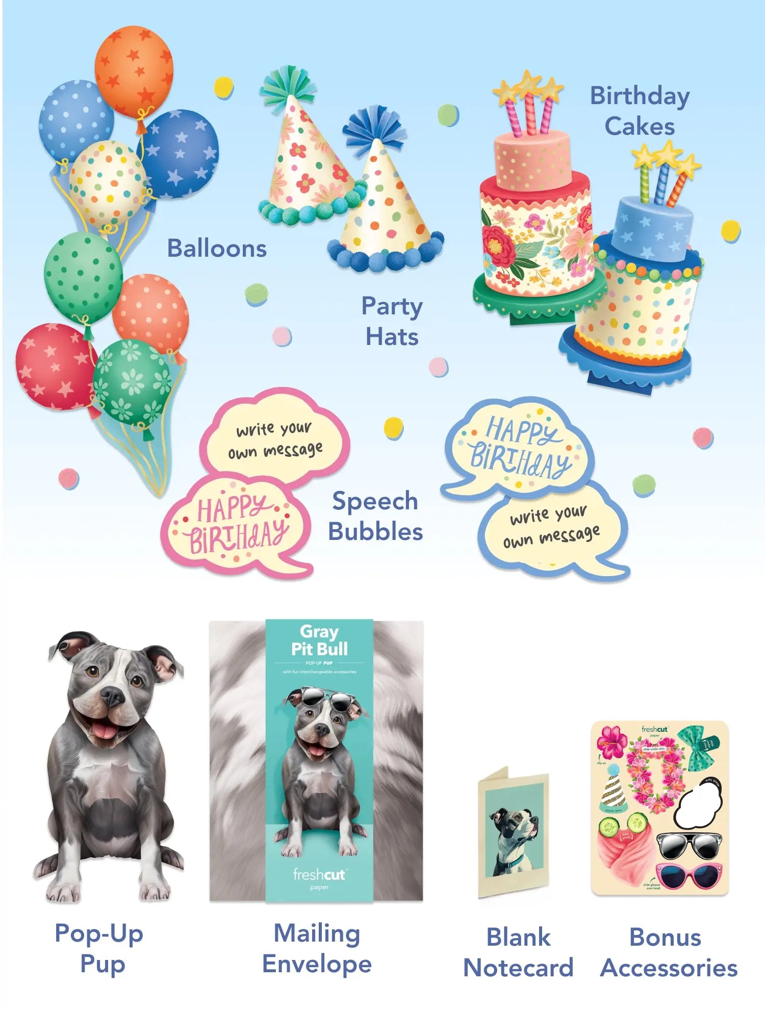 Birthday Pit Bull Pop-Up Card FreshCut Paper