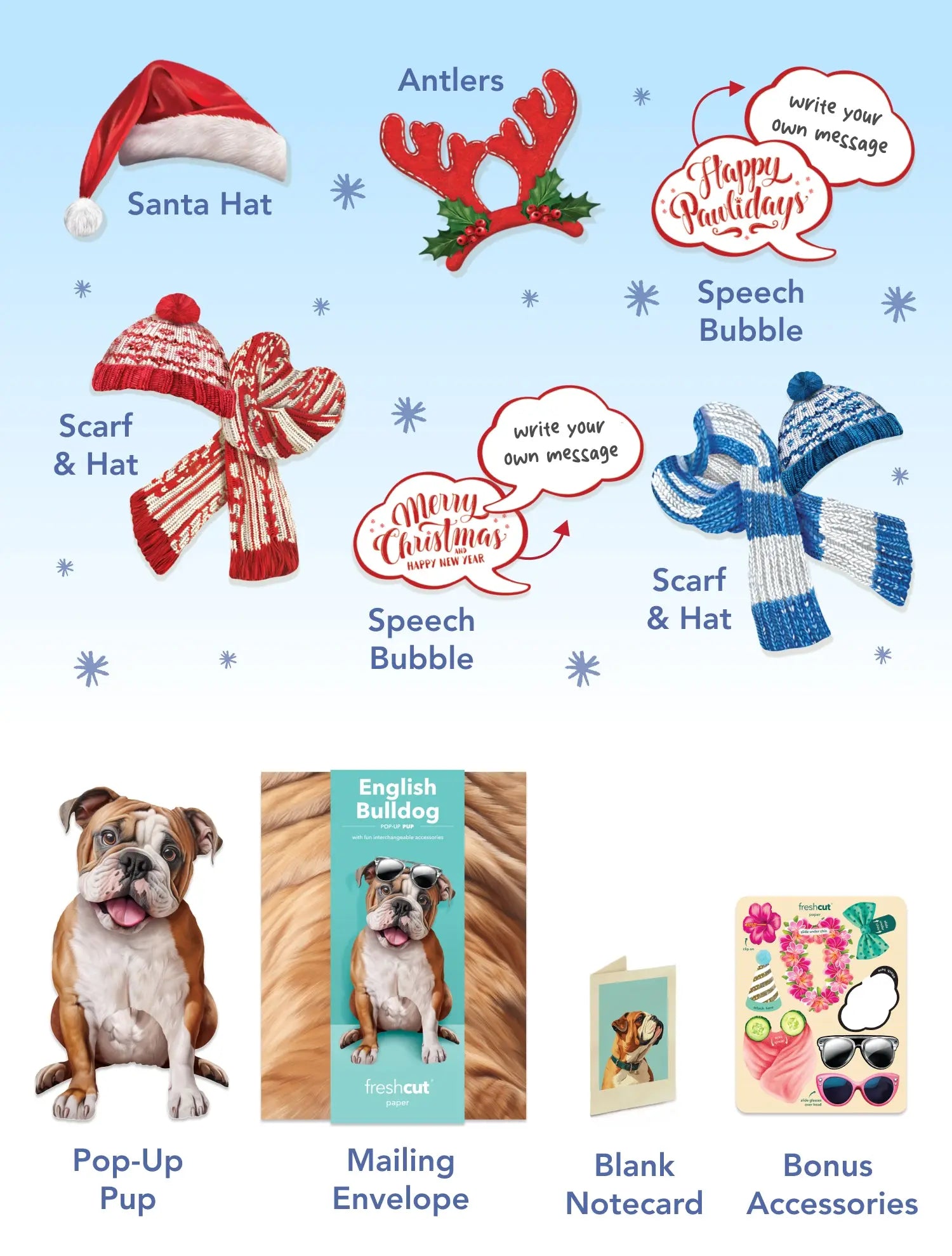 Holiday English Bulldog Pop-Up Card FreshCut Paper