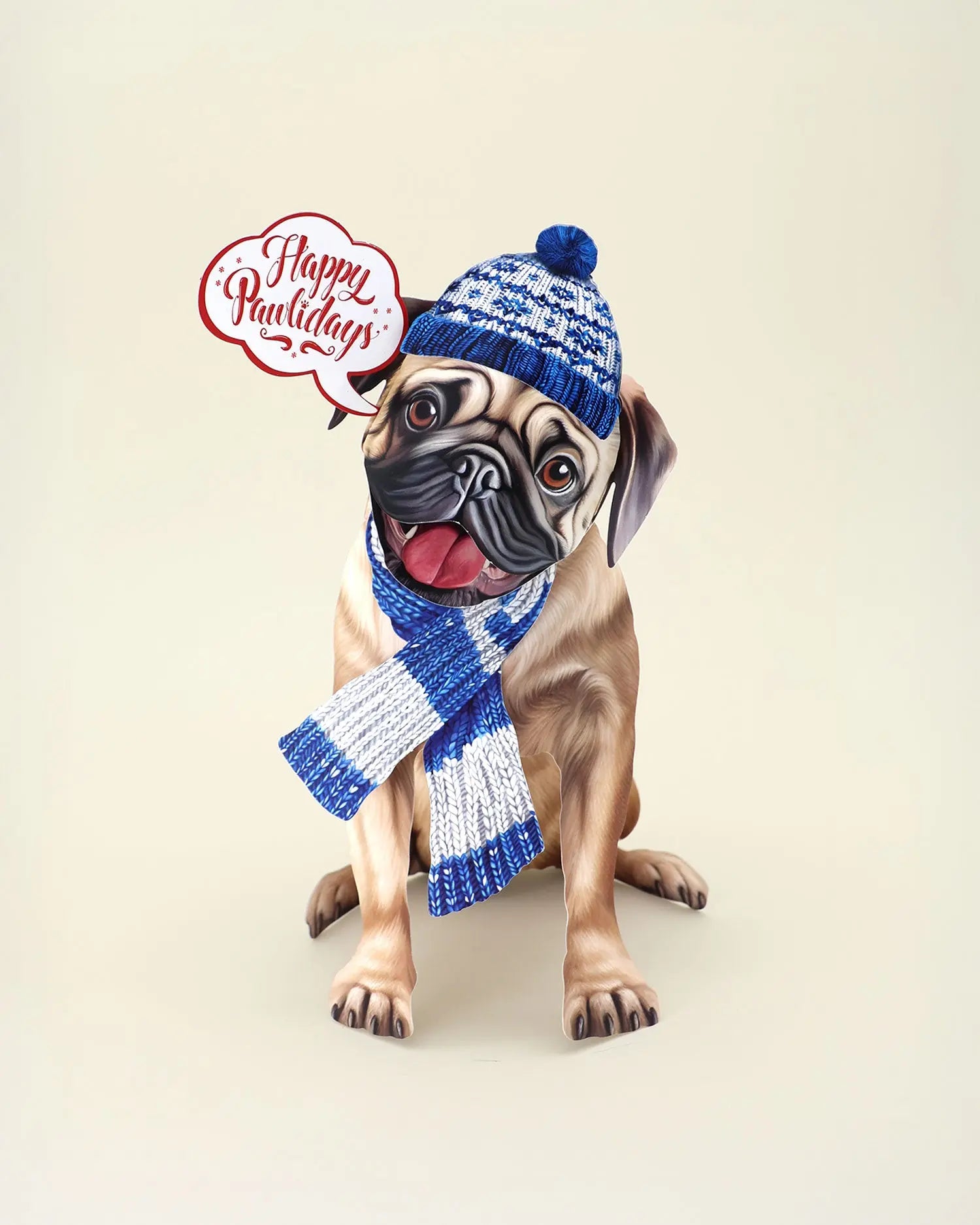 Holiday Pug Pop-Up Card FreshCut Paper