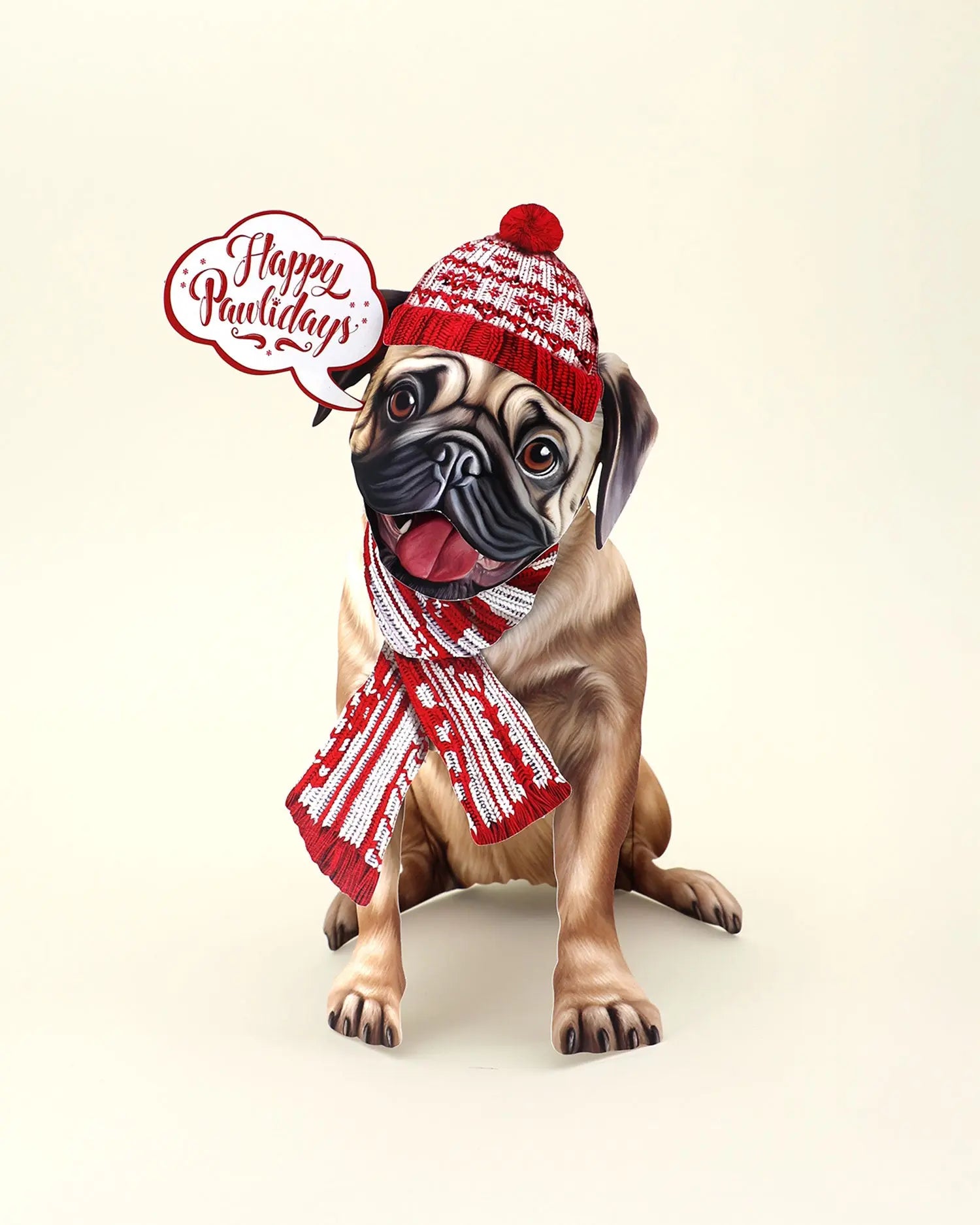 Holiday Pug Pop-Up Card FreshCut Paper