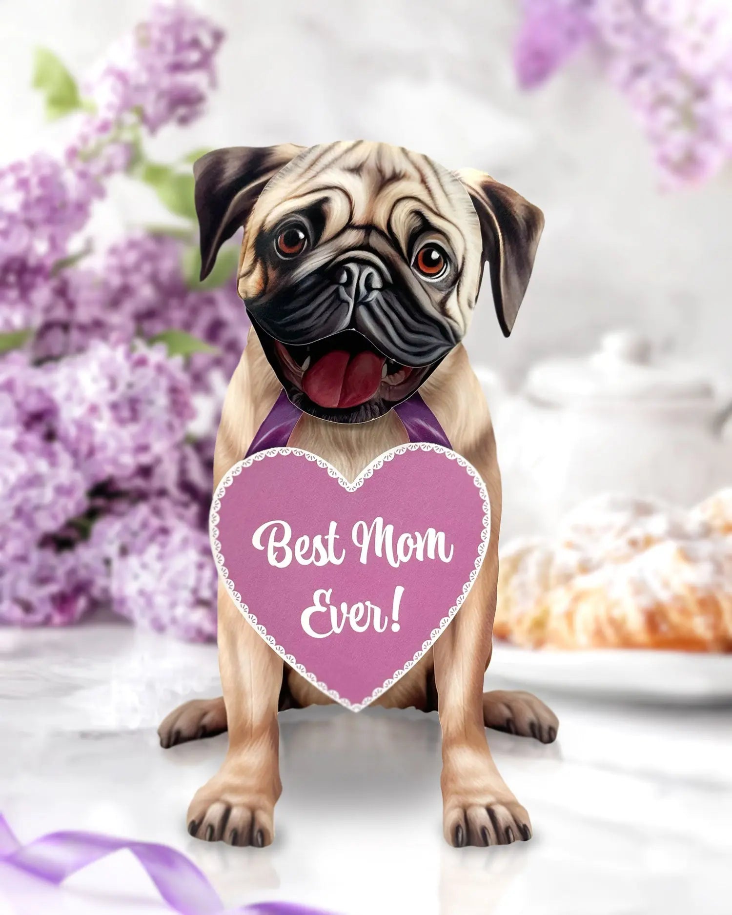 Mother's Day Pug Pop-Up Card FreshCut Paper 3D Dog Mom Gift