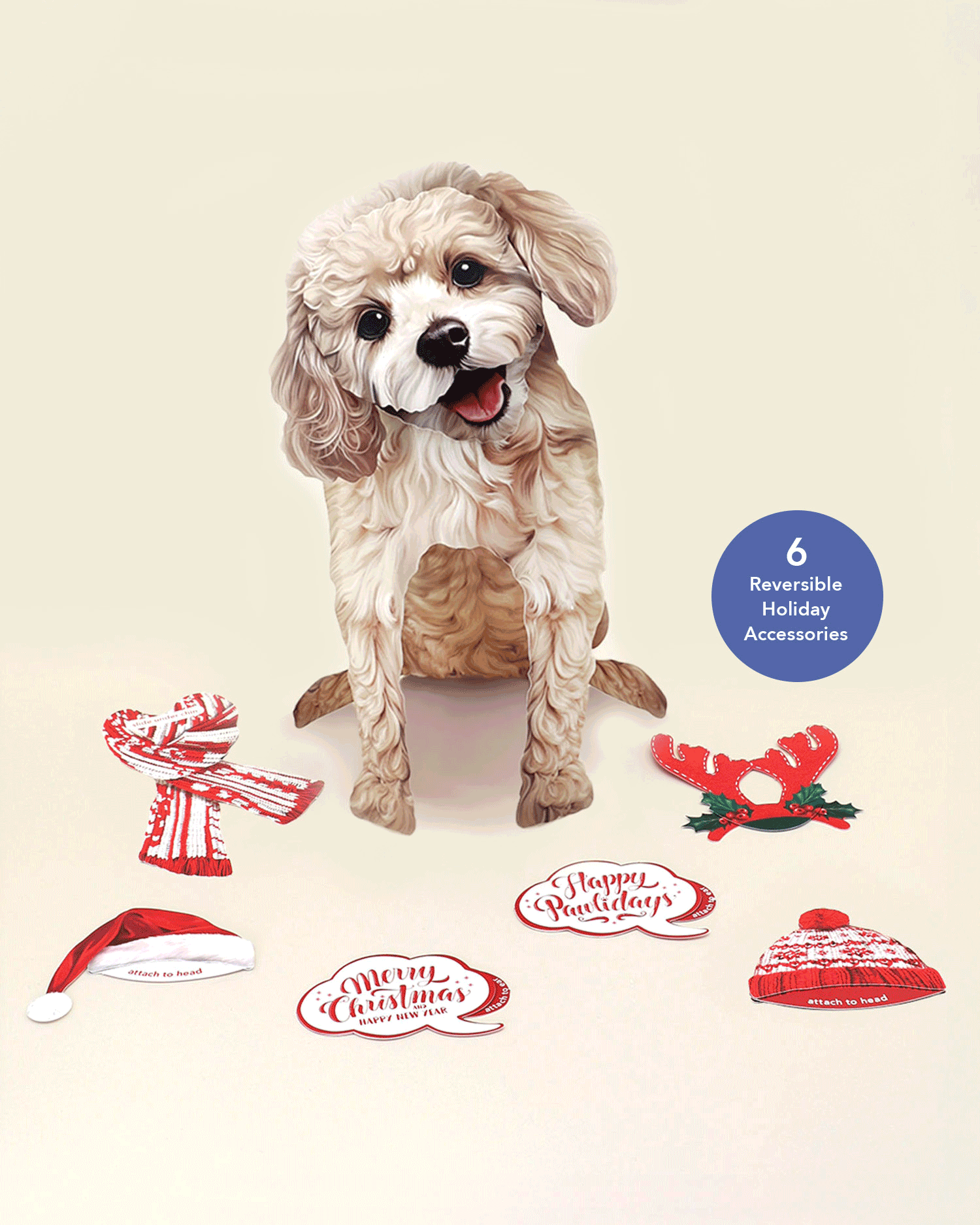 Holiday Poodle Pop-Up Card FreshCut Paper