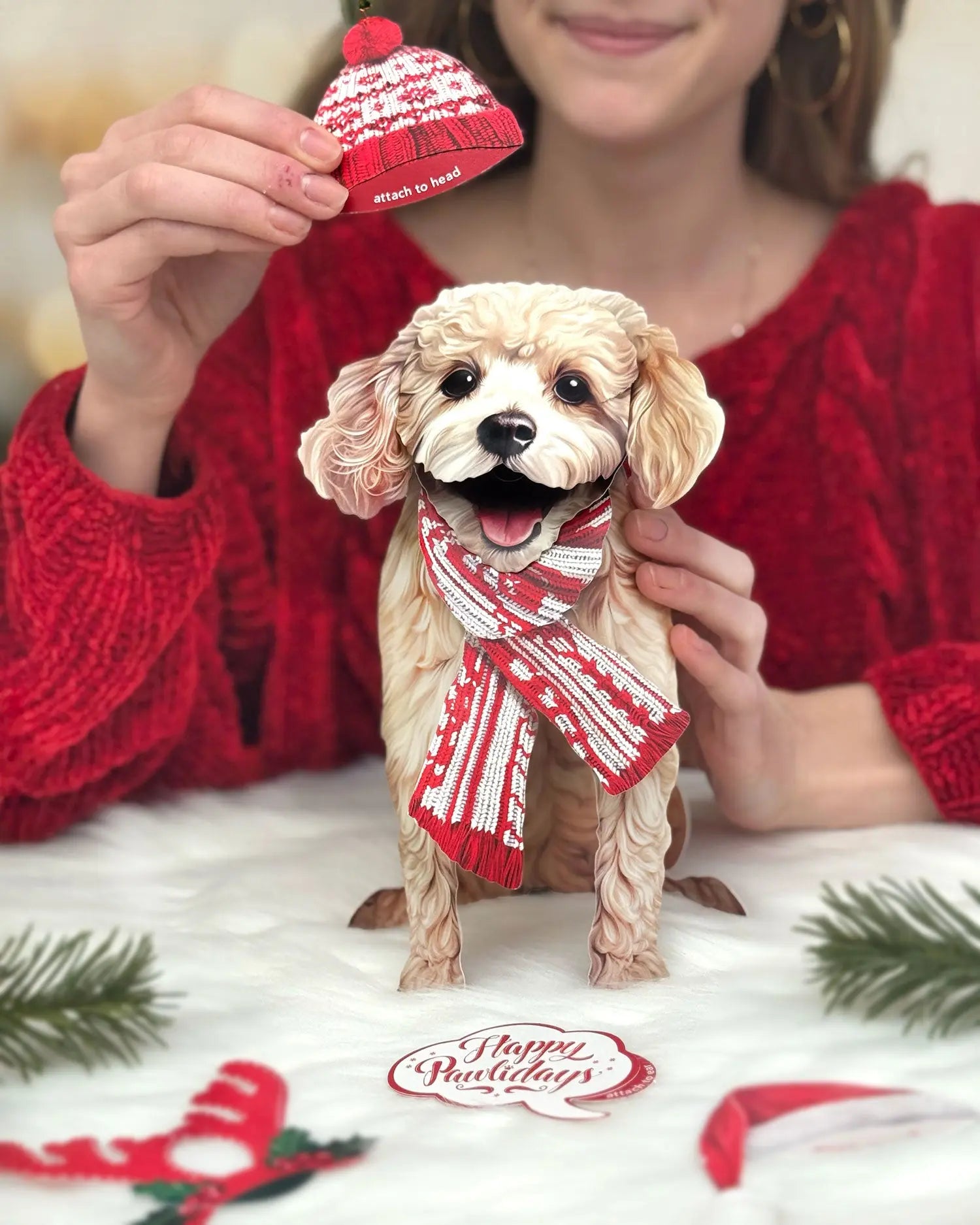 Holiday Poodle Pop-Up Card FreshCut Paper