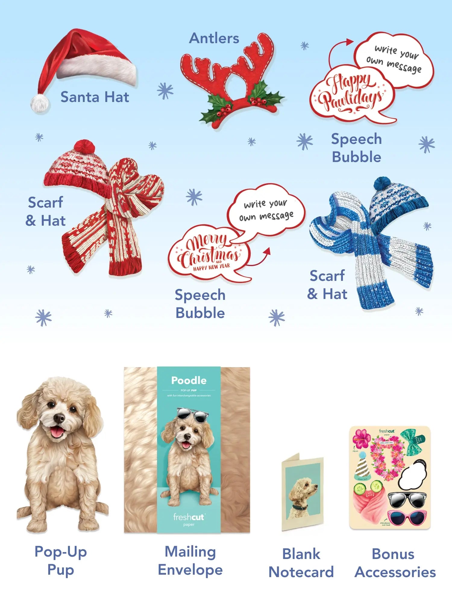 Holiday Poodle Pop-Up Card FreshCut Paper