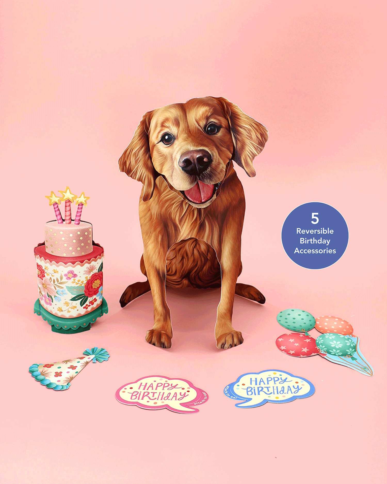 Birthday Golden Retriever Pop-Up Card FreshCut Paper