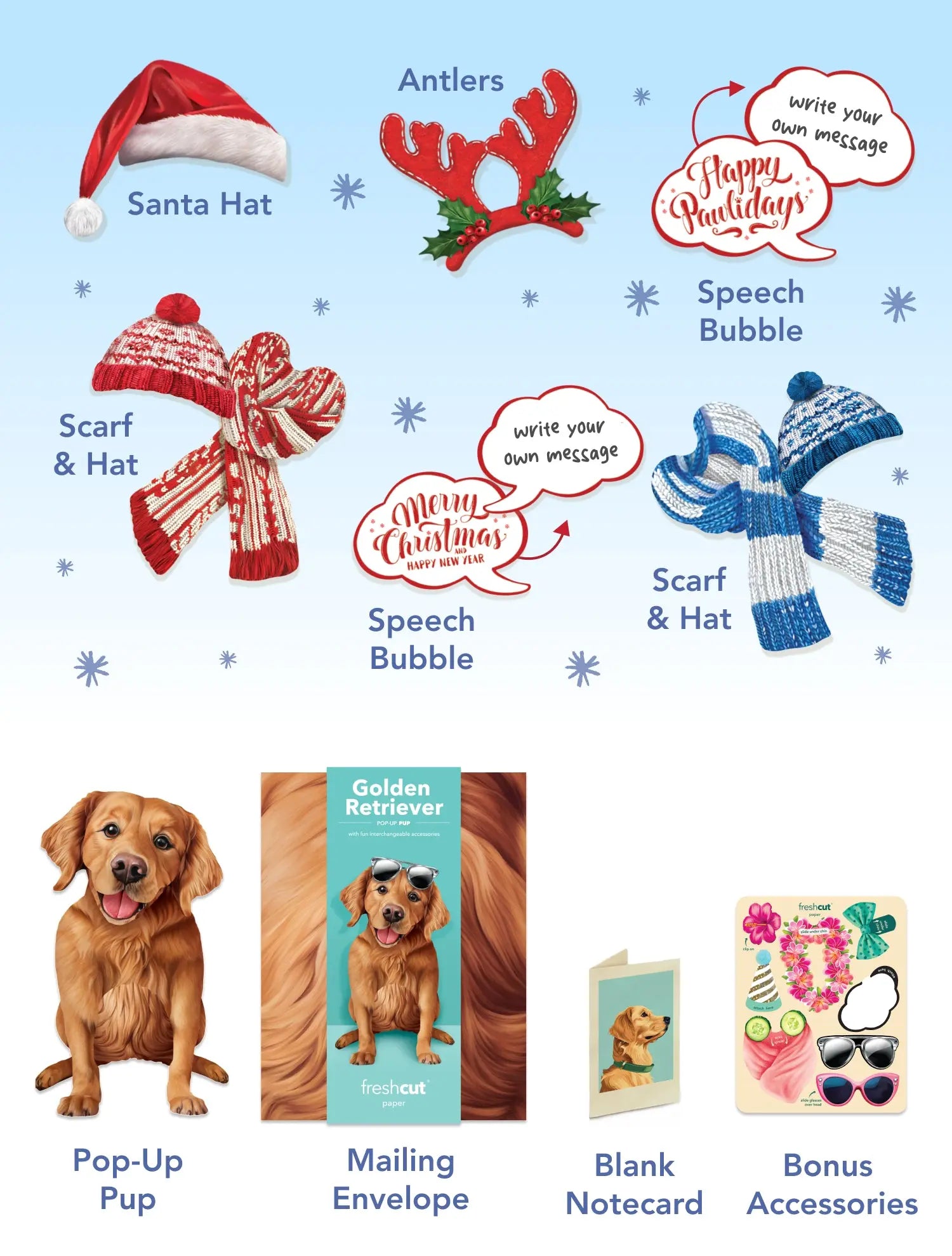 Holiday Golden Retriever Pop-Up Card FreshCut Paper