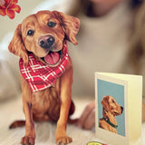 Golden Retriever Pop-Up Pup with matching blank notecard and accessories