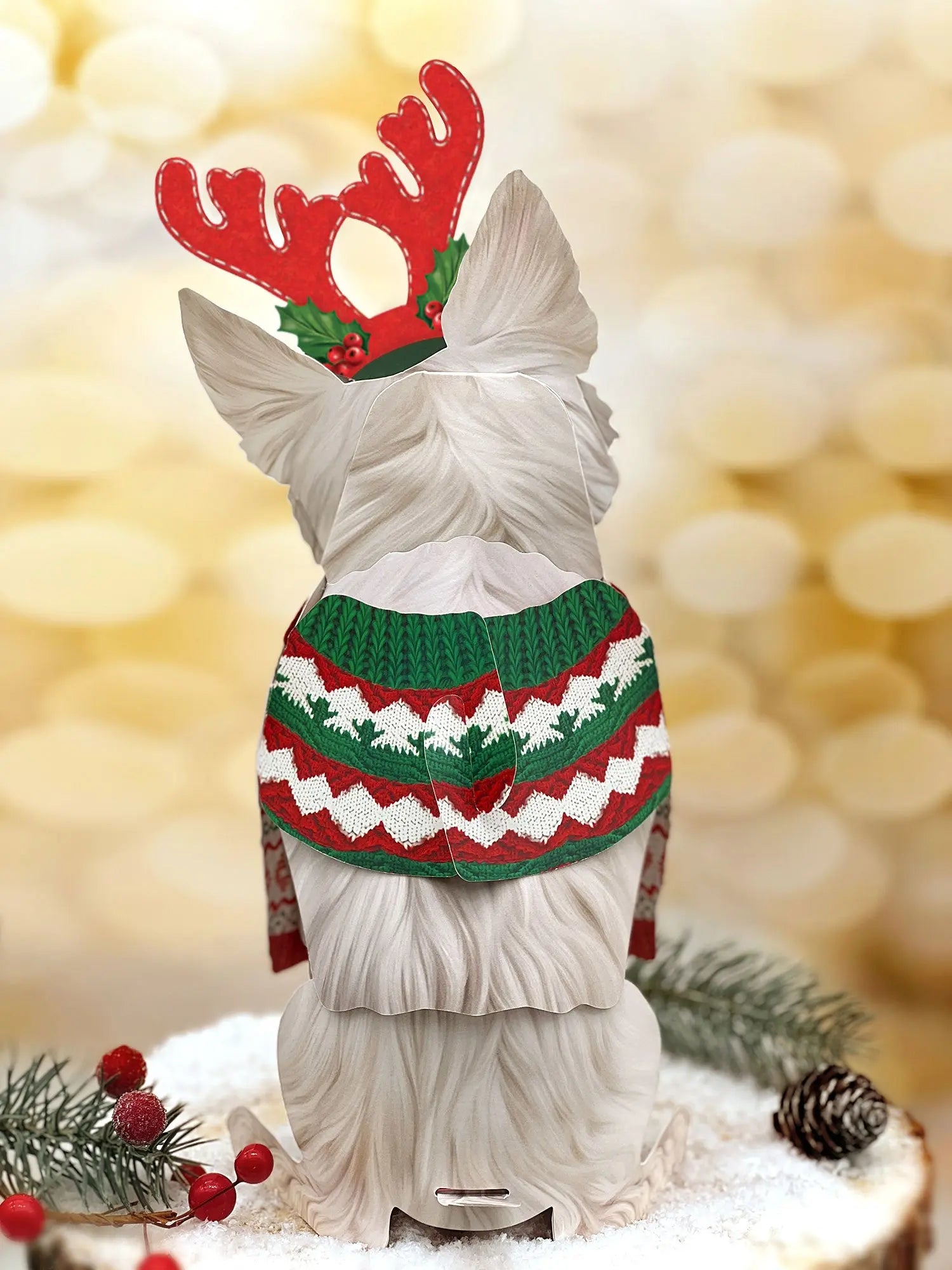 Back of Holiday Westie Pop-Up Card