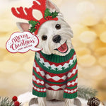 Holiday Westie Pop-Up Card with reindeer antlers