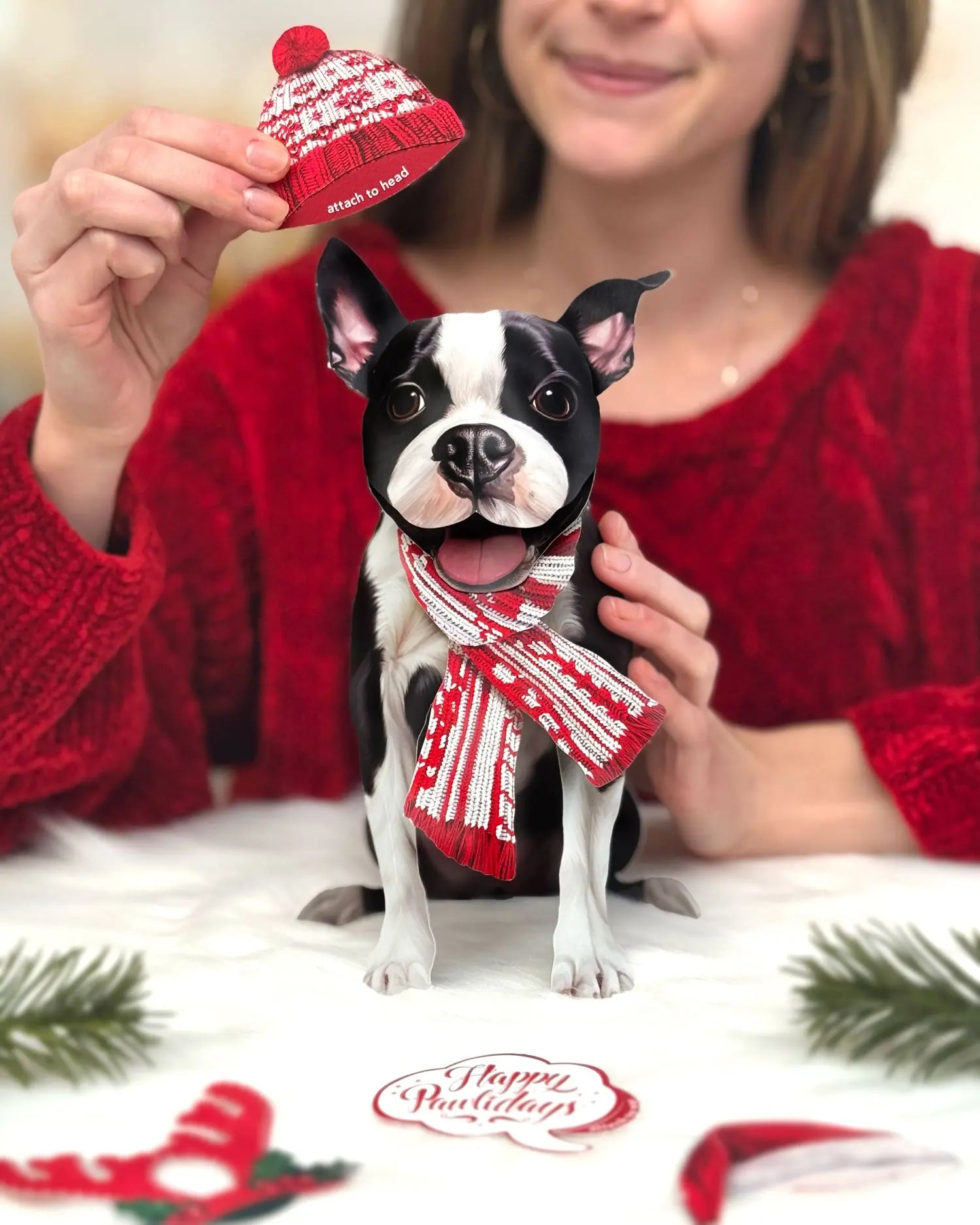 Holiday Boston Terrier Pop-Up Card FreshCut Paper