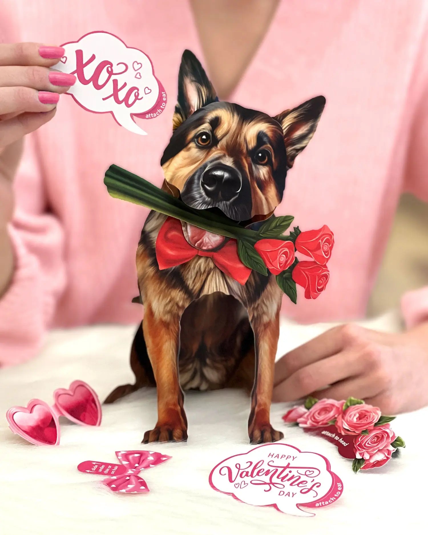 Valentine's Day German Shepherd Pop-Up Card FreshCut Paper