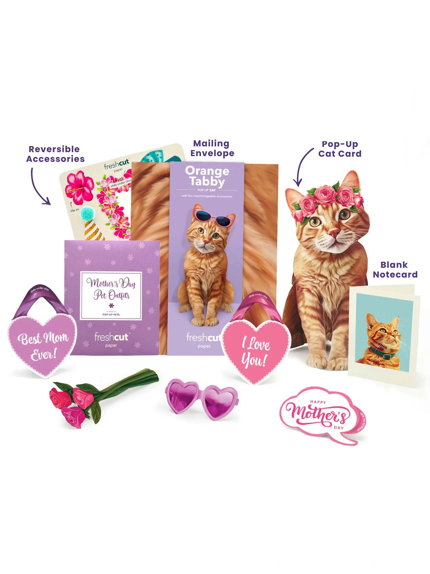 Mother's Day Orange Tabby Cat Pop-Up Card - FreshCut Paper