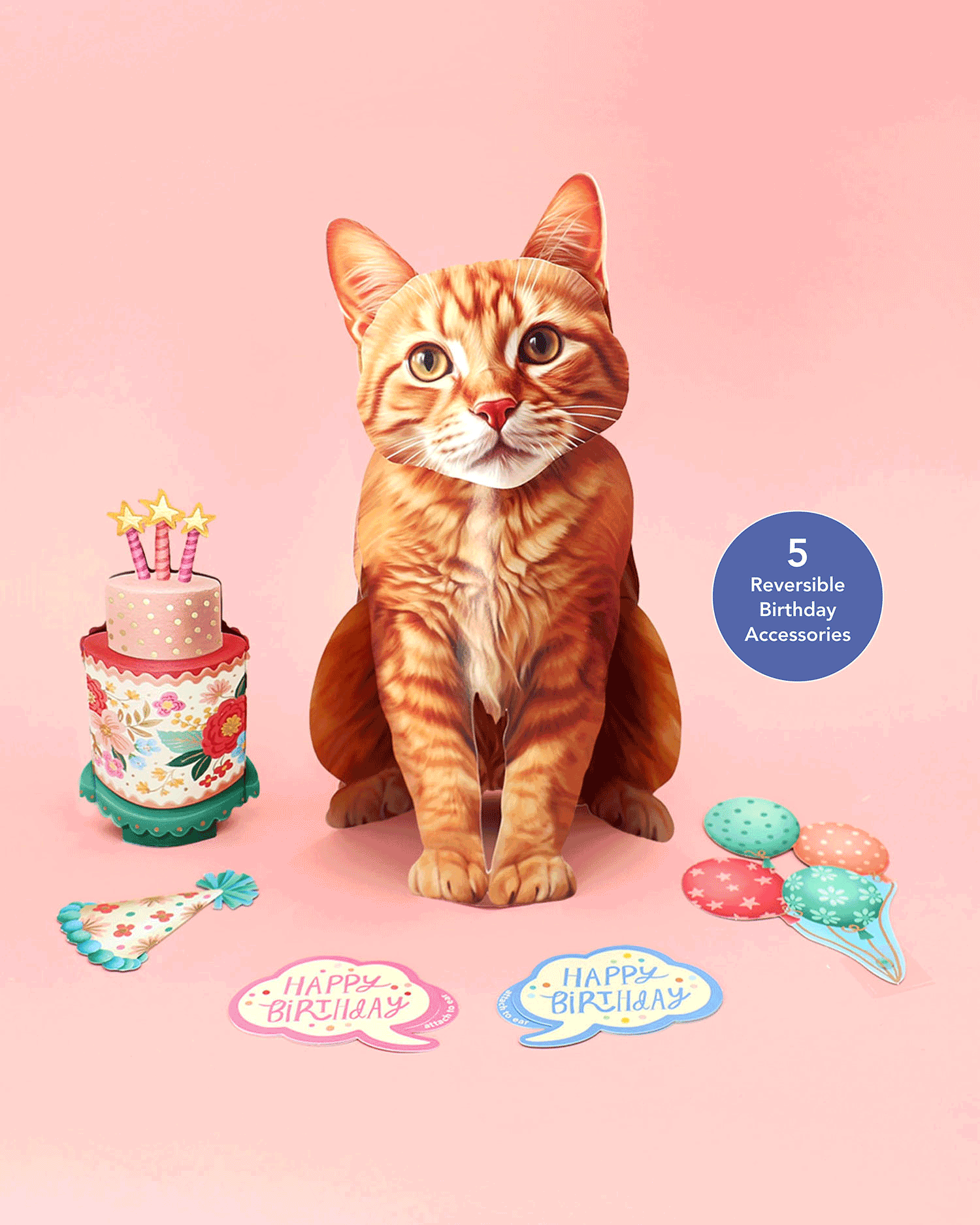 Birthday Orange Tabby Cat Pop-Up Card FreshCut Paper