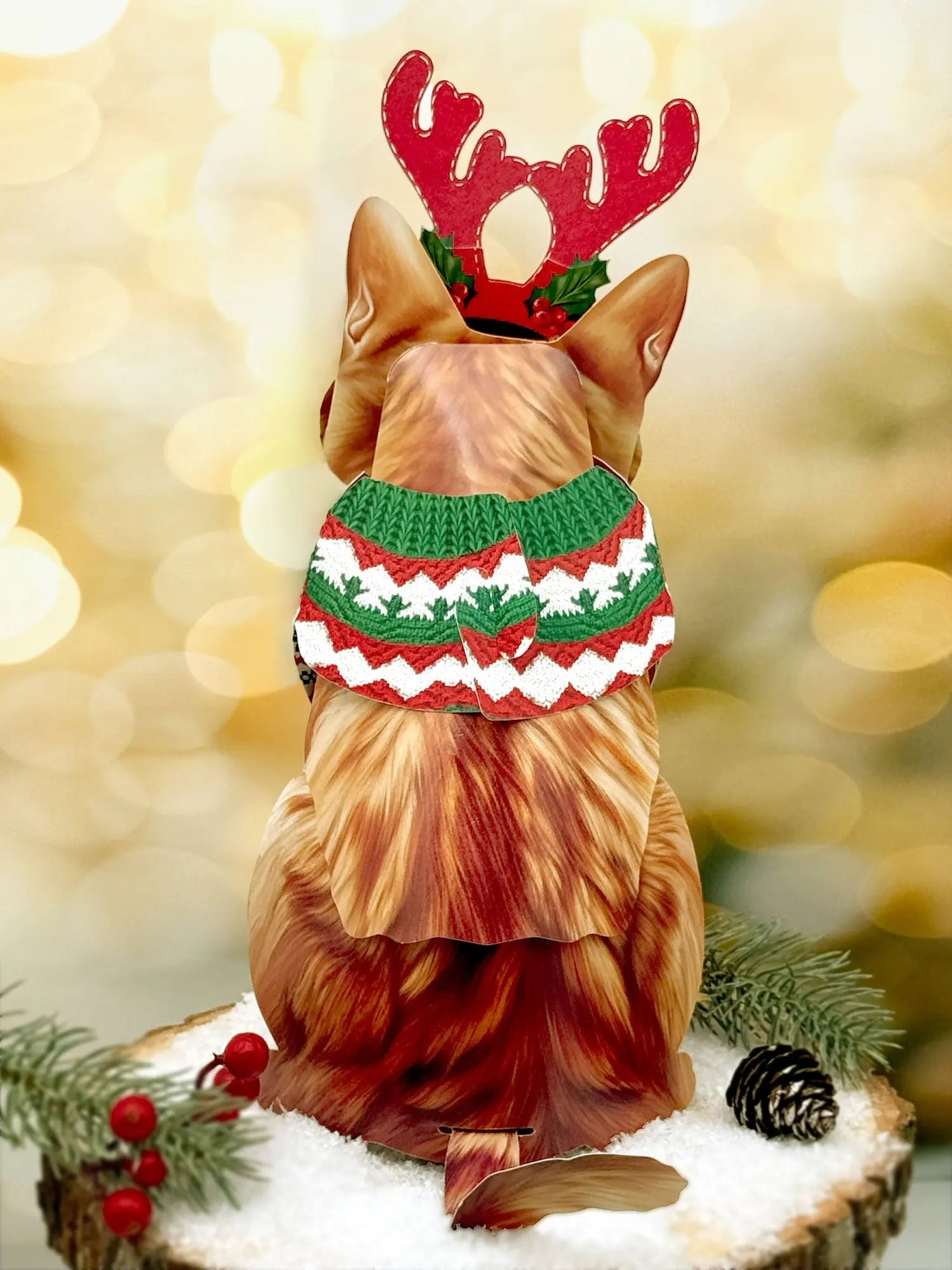 back of Holiday Orange Tabby Cat Pop-Up Card