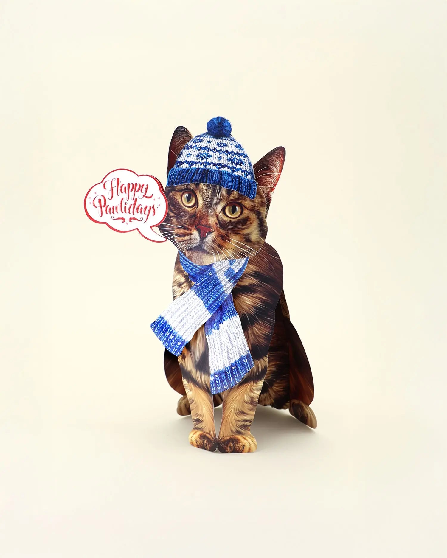 Holiday Brown Tabby Cat Pop-Up Card FreshCut Paper