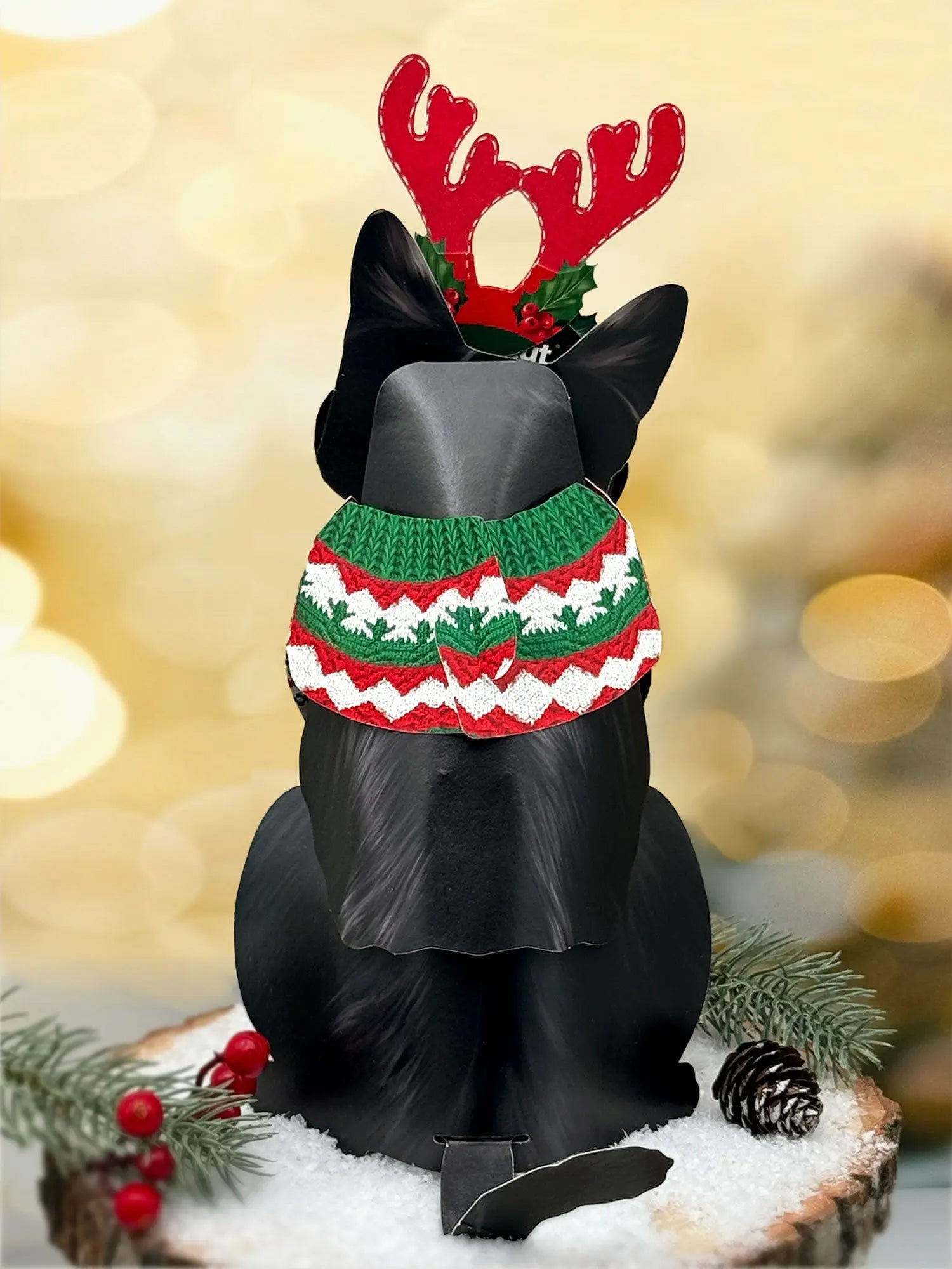 Back of Holiday Black Cat Pop-Up