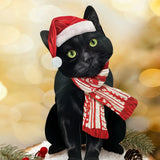 Holiday Black Cat Pop-Up with Santa Hat