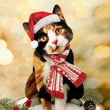 Holiday Calico Cat Pop-Up in Santa hat