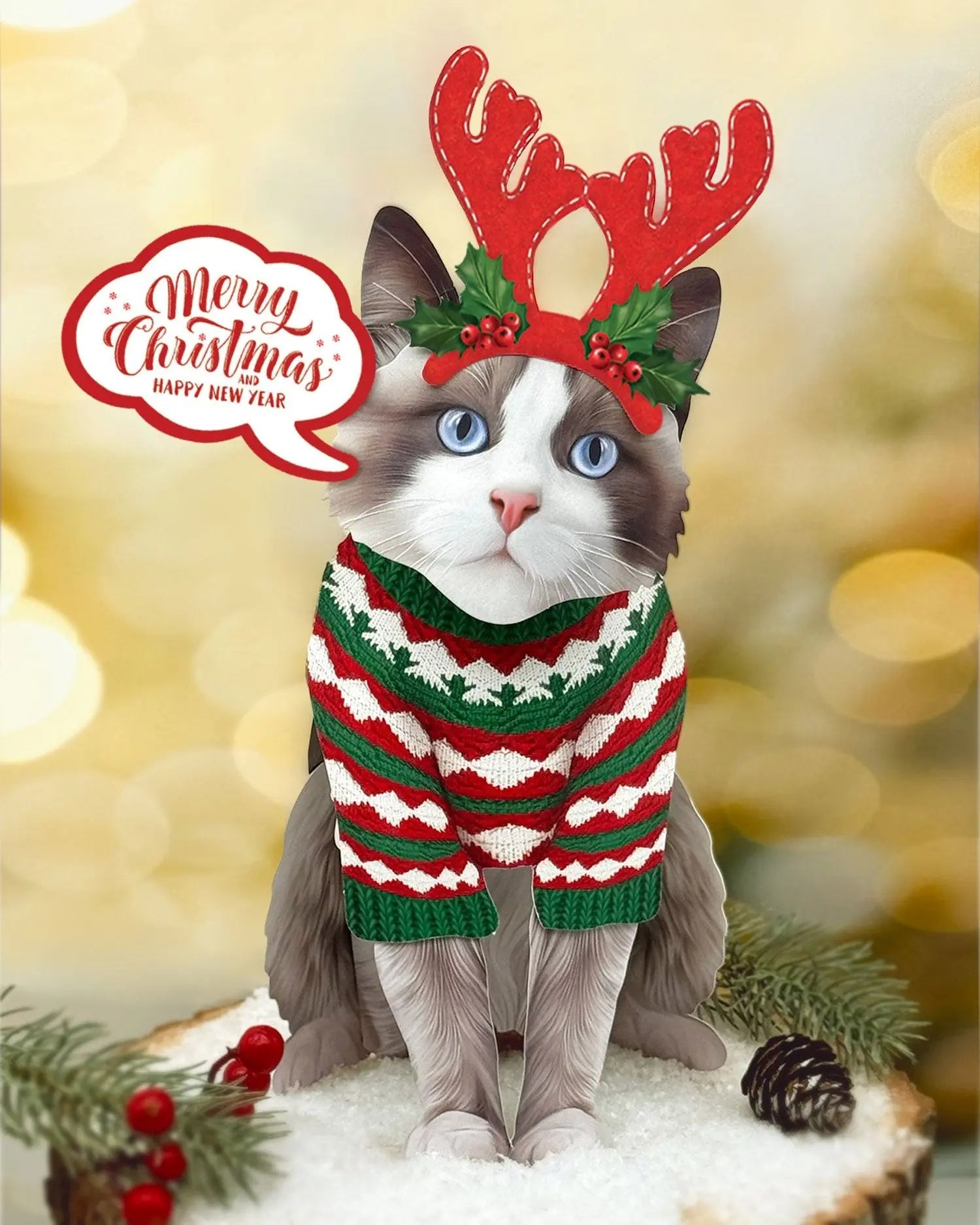 Holiday Ragdoll Cat Pop-Up Card