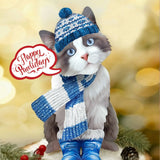 Holiday Ragdoll Cat Pop-Up Card in winter accessories