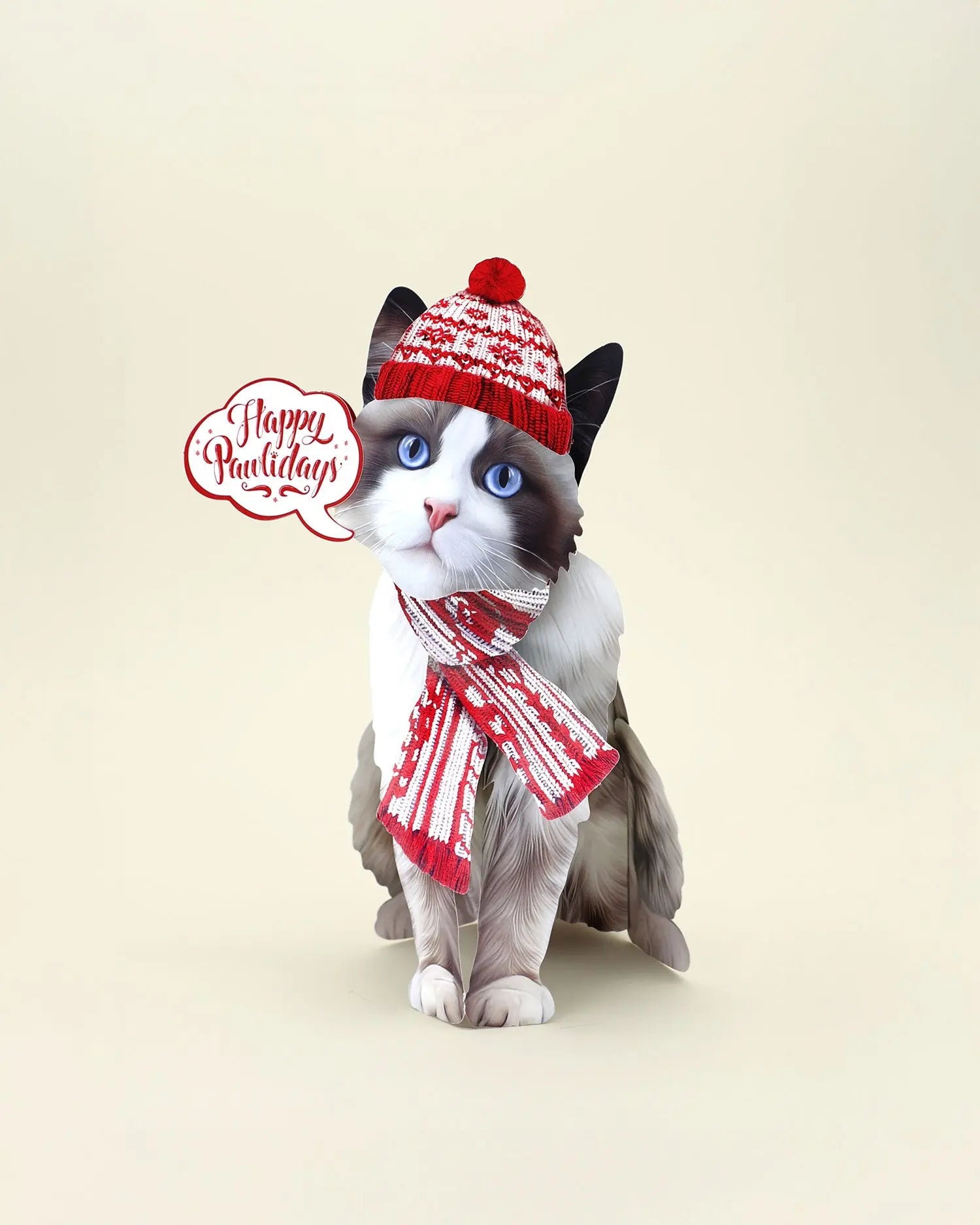 Holiday Ragdoll Cat Pop-Up Card FreshCut Paper