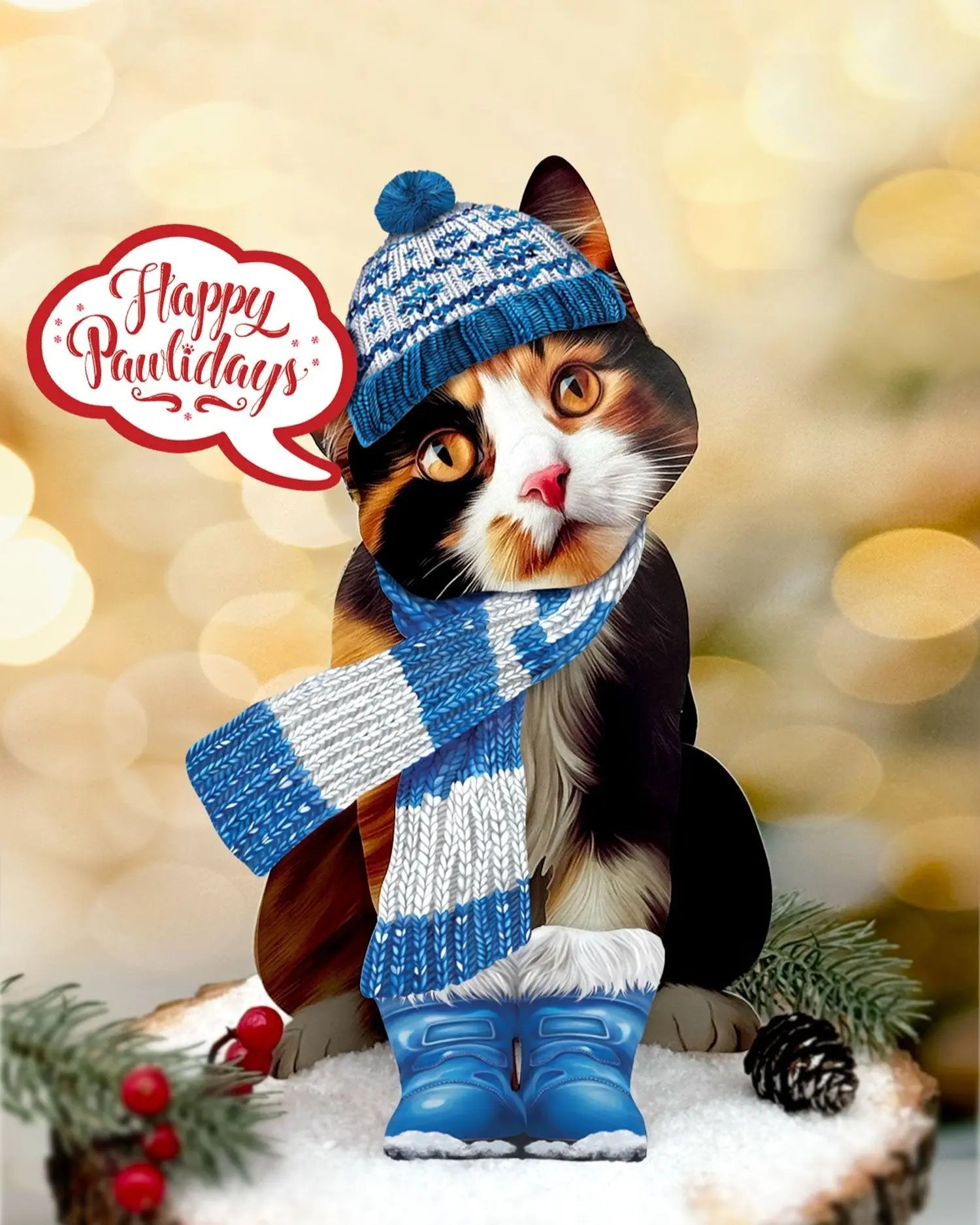 Holiday Calico Cat Pop-Up
