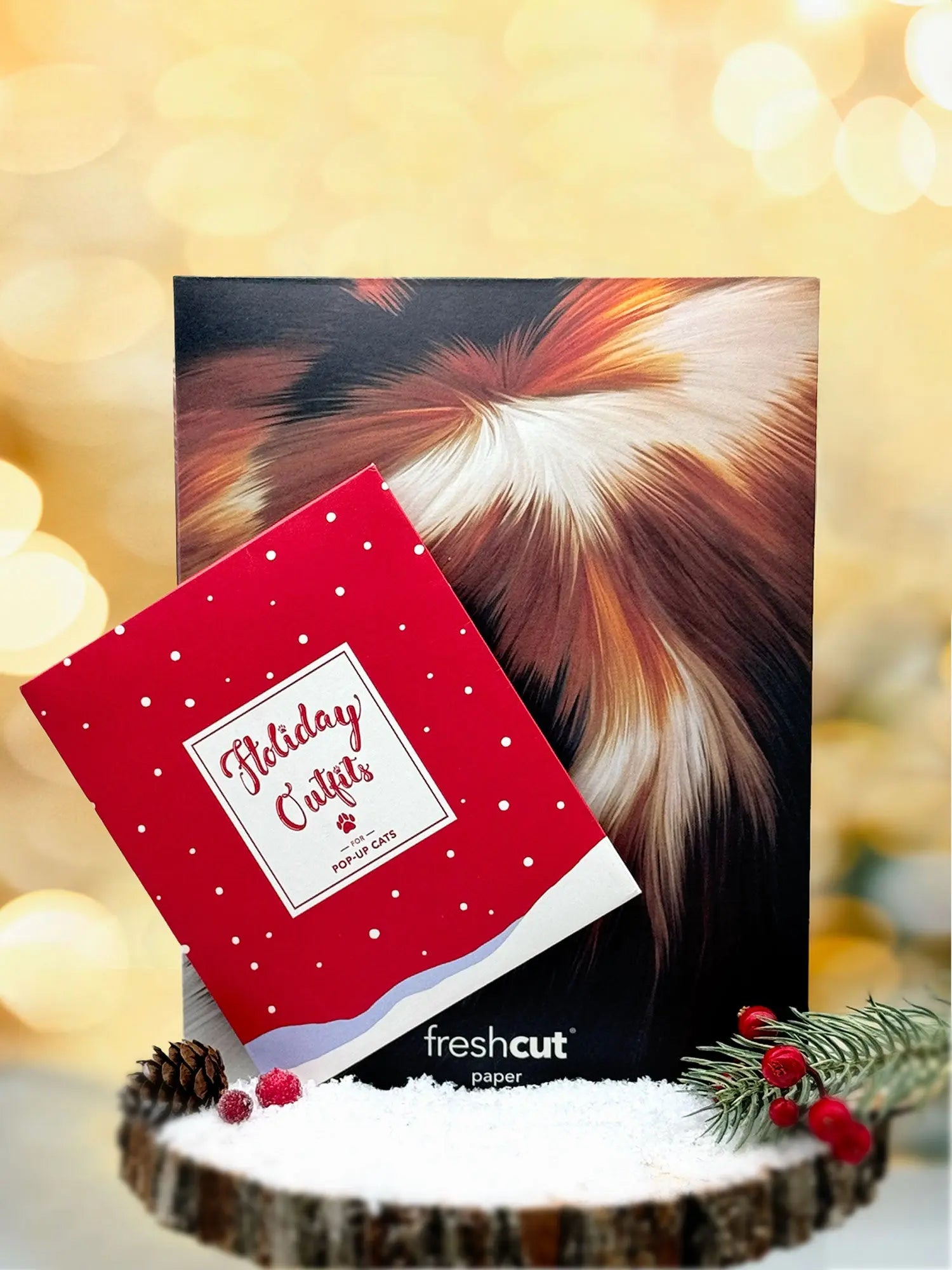Holiday Calico Cat Pop-Up envelope