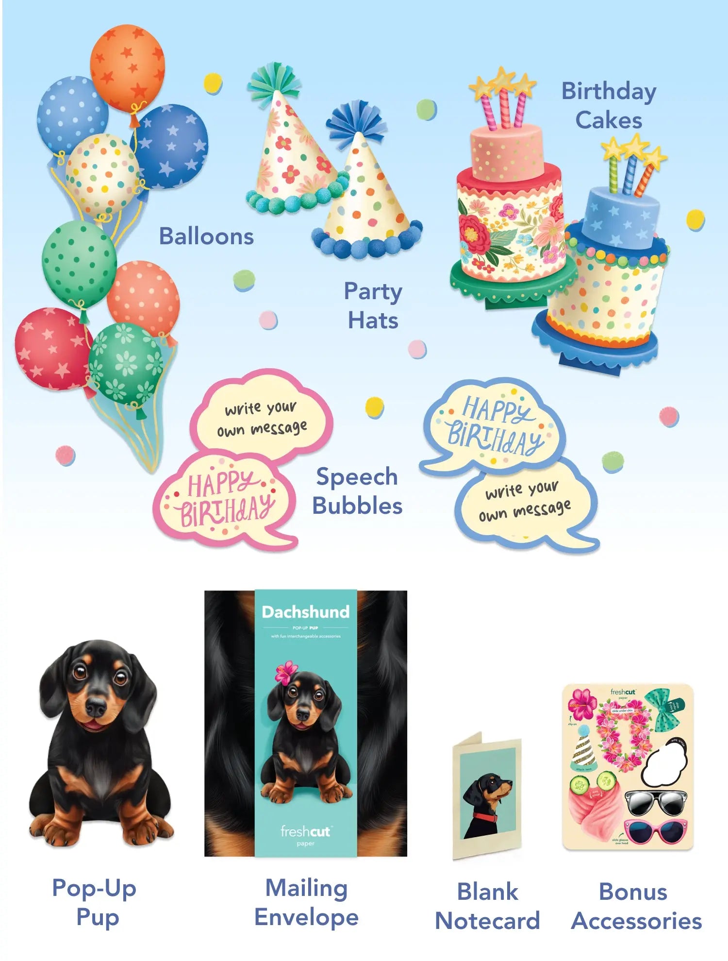 Birthday Dachshund Pop-Up Card FreshCut Paper