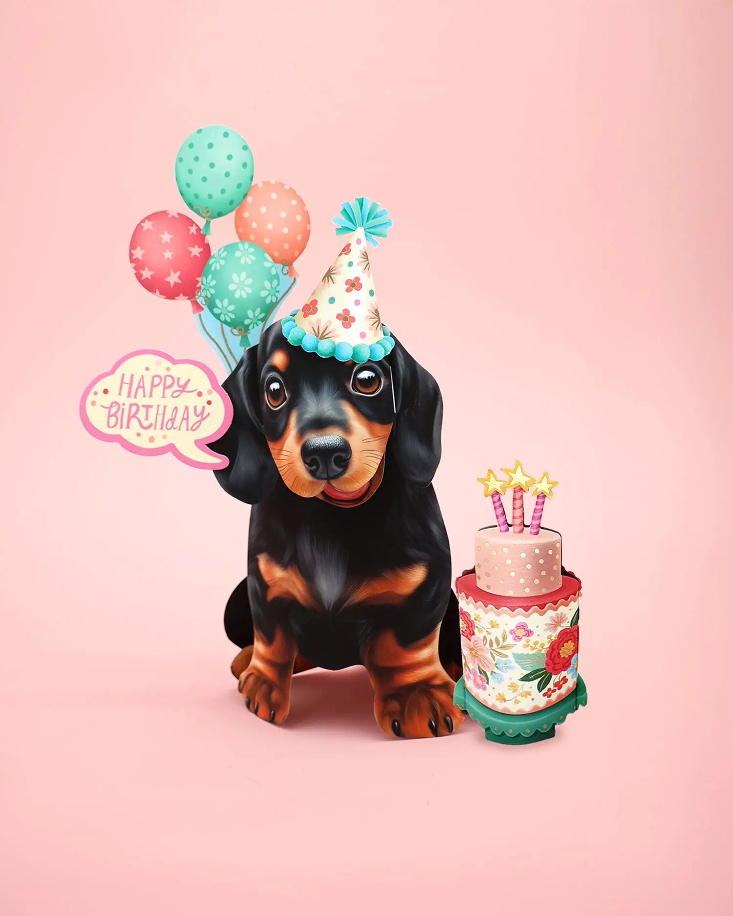 Birthday Dachshund Pop-Up Card FreshCut Paper