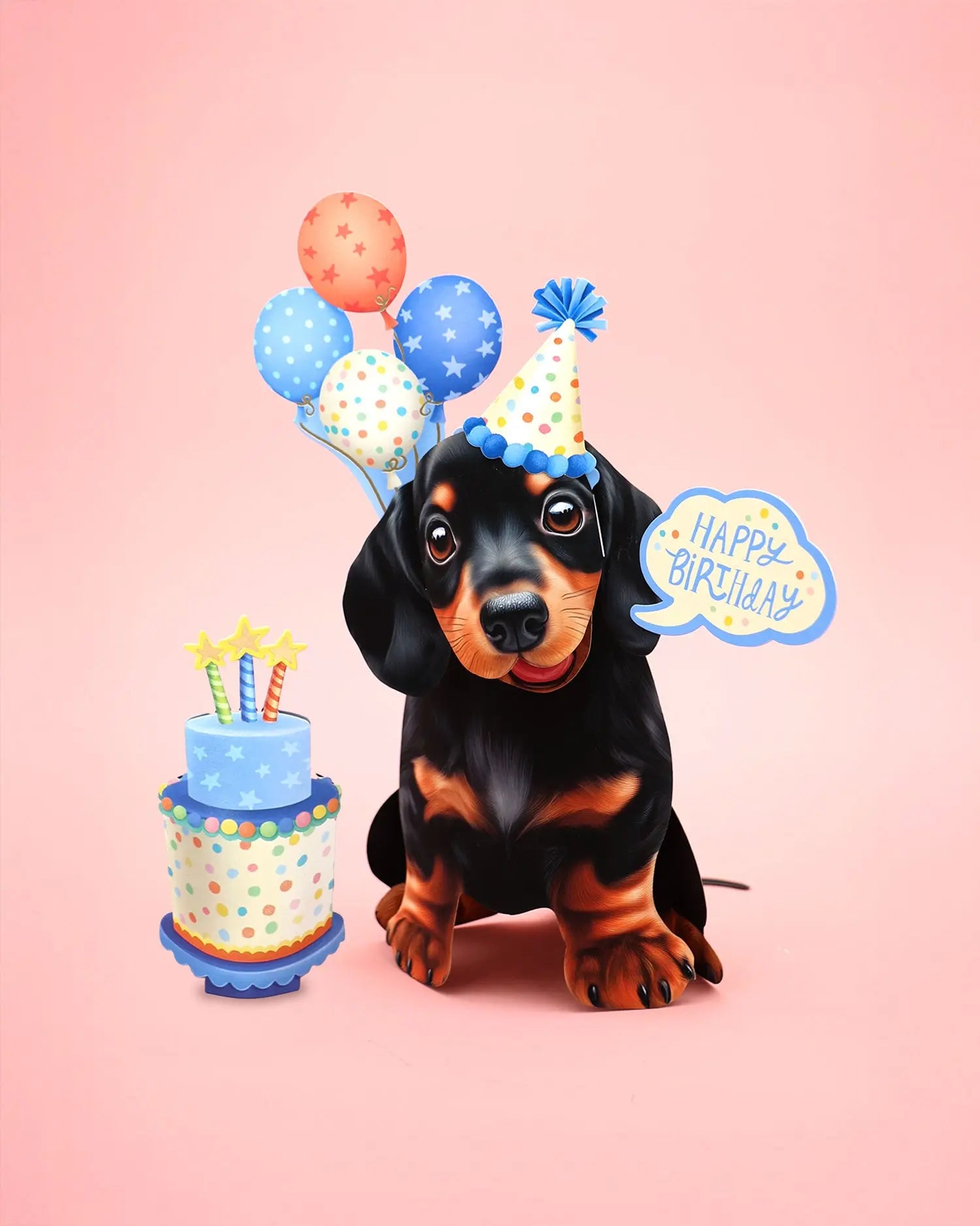 Birthday Dachshund Pop-Up Card FreshCut Paper
