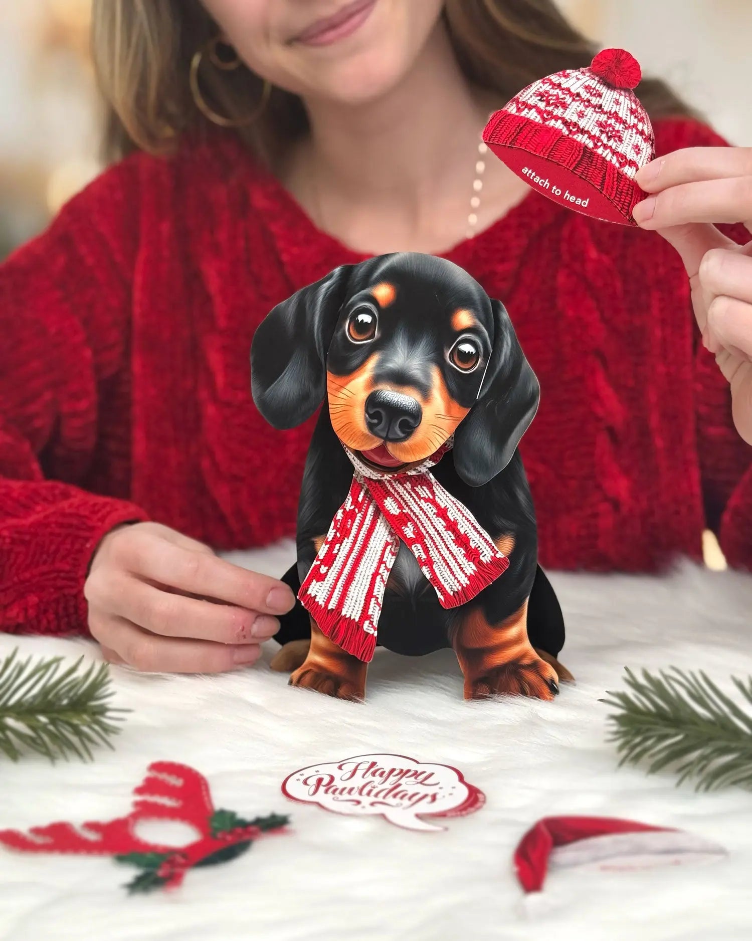 Holiday Dachshund Pop-Up Card FreshCut Paper