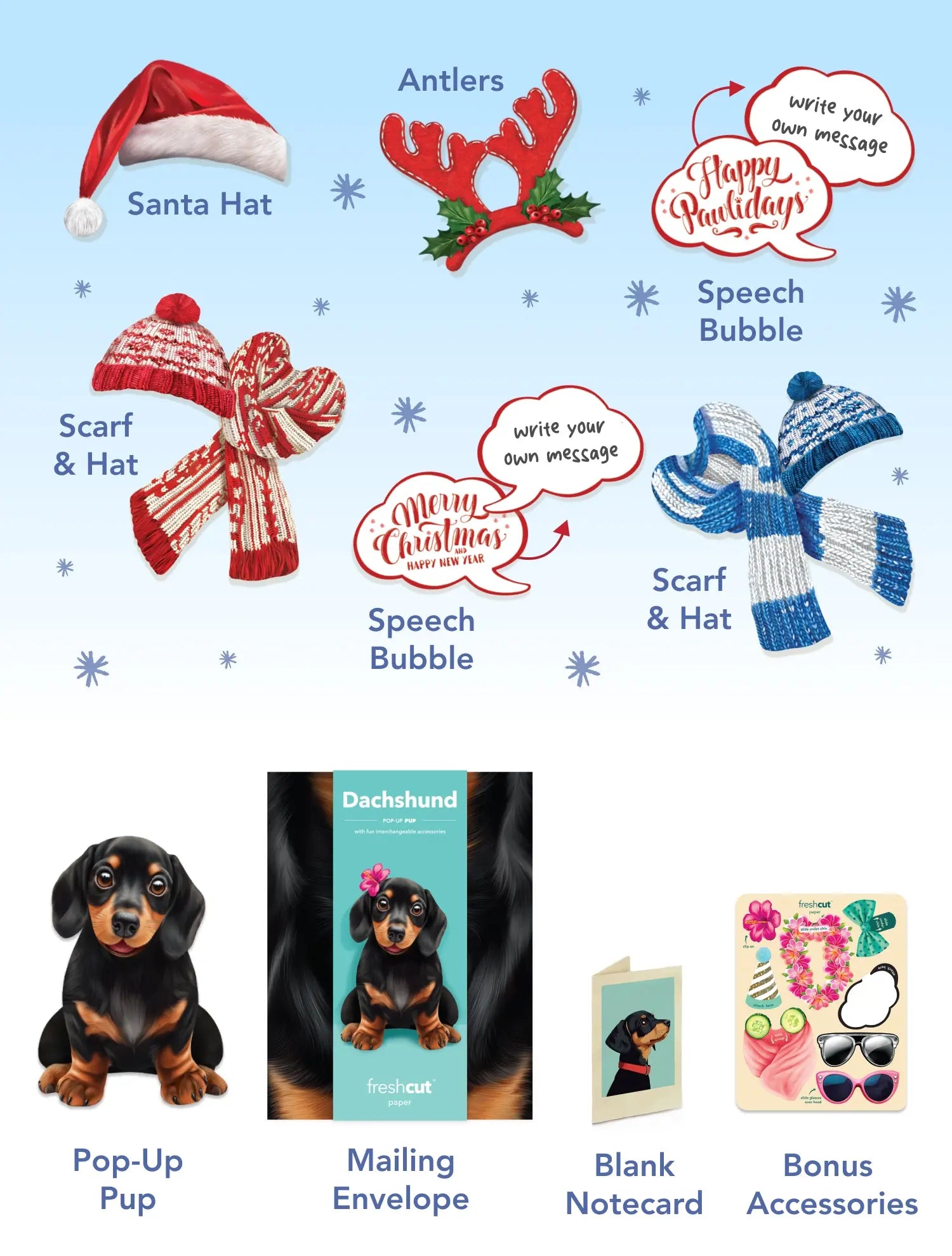 Holiday Dachshund Pop-Up Card FreshCut Paper
