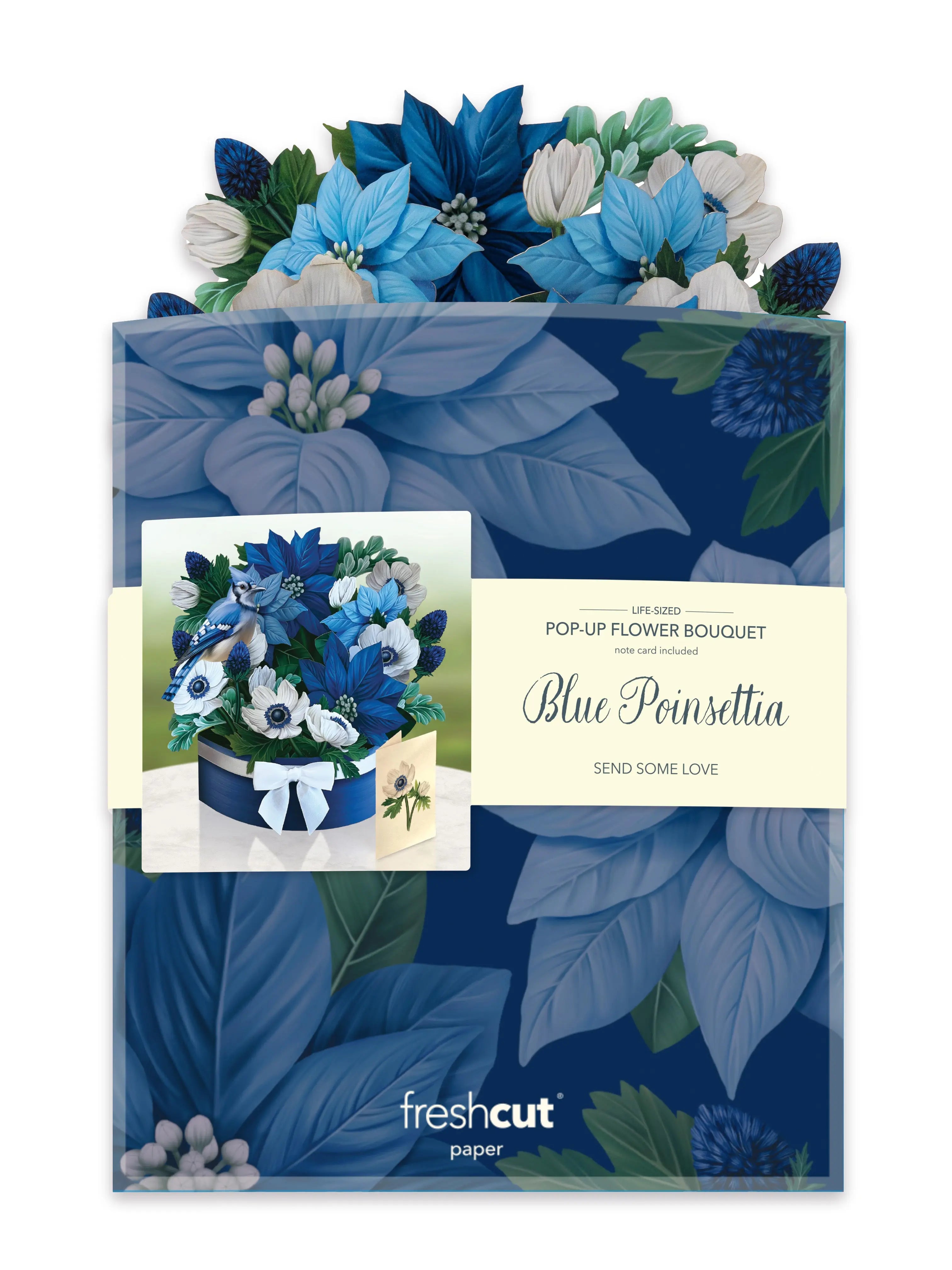 Blue Poinsettia Bouquet with Envelope