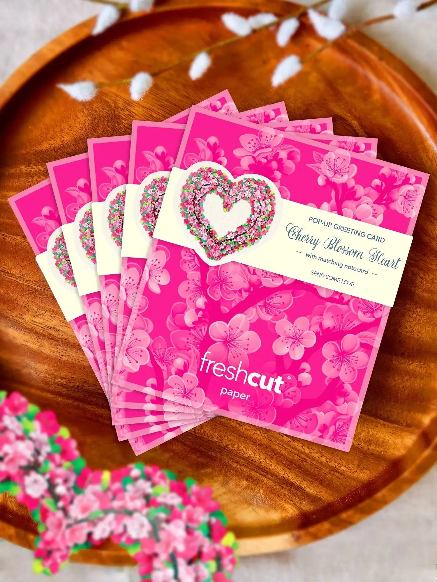 Mini Cherry Blossom Heart Pop-Up Card - FreshCut Paper
