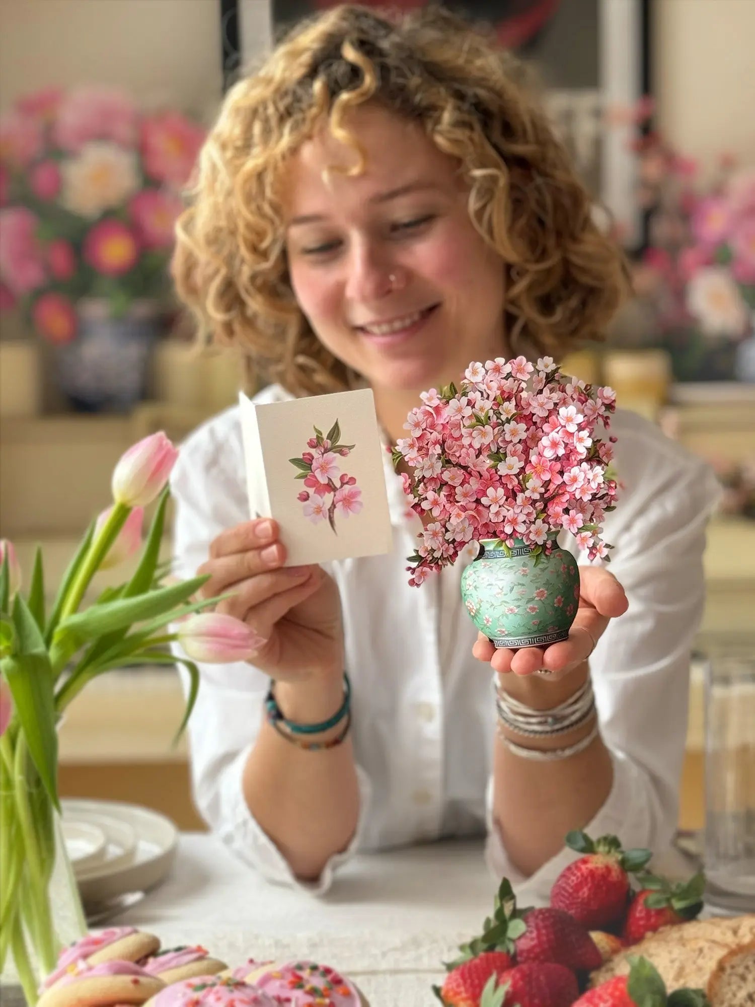 Mini Japanese Cherry Blossoms Pop-Up Card - FreshCut Paper