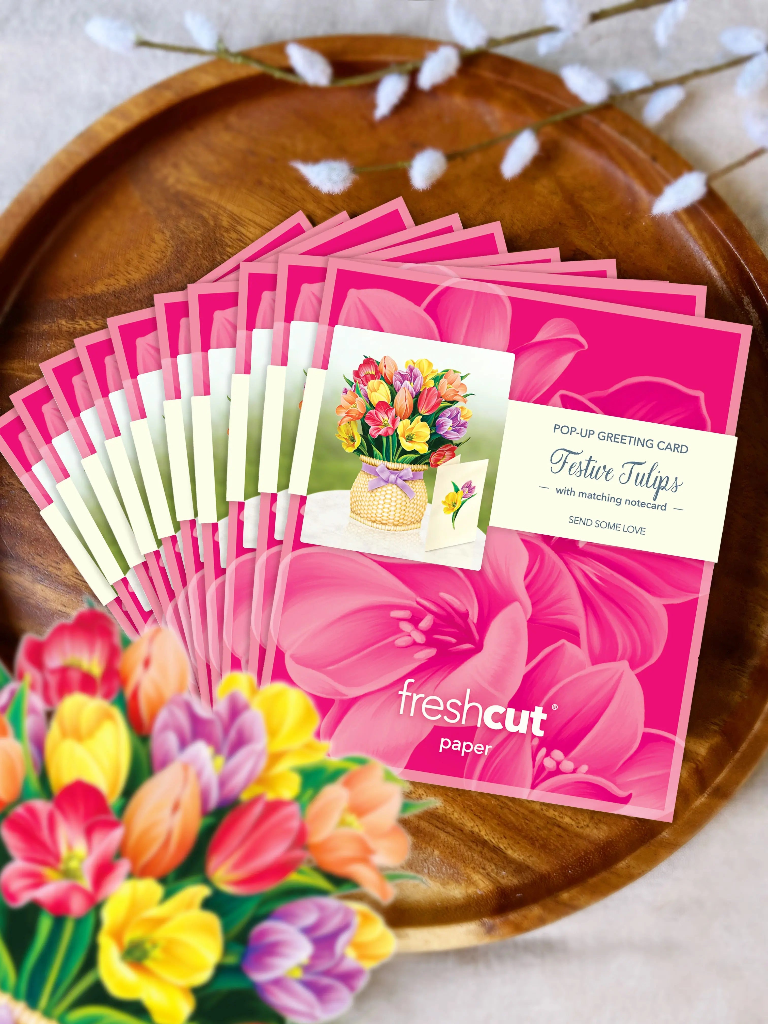 Mini Festive Tulips Pop-Up Card FreshCut Paper