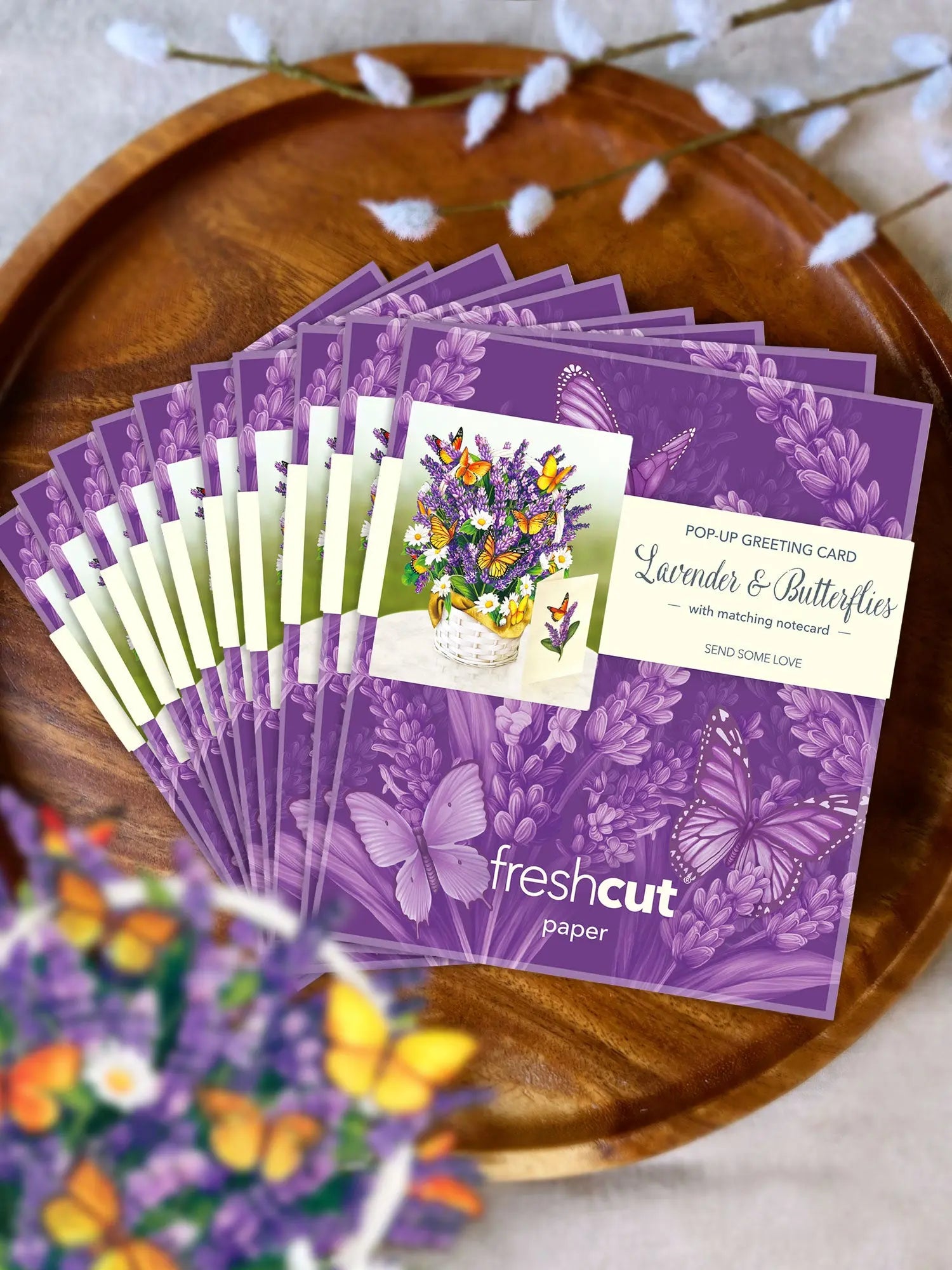 Mini Lavender & Butterflies Pop-Up Card - FreshCut Paper