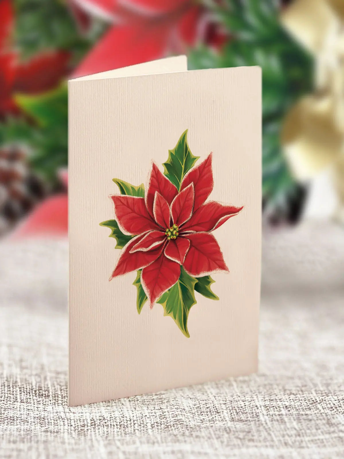 Mini Birch Poinsettia Pop-Up Card - FreshCut Paper