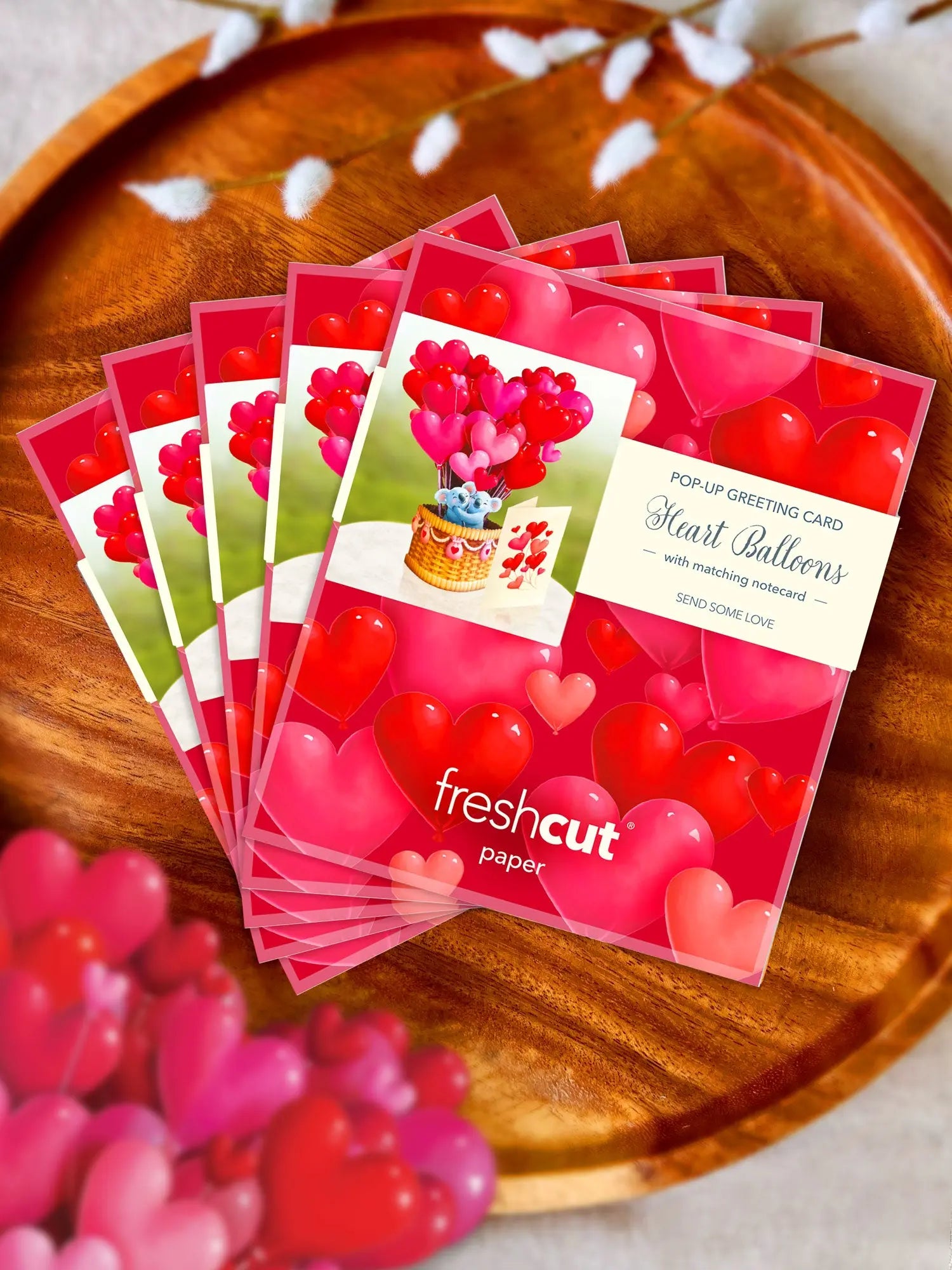 Mini Heart Balloons Pop-Up Card - FreshCut Paper