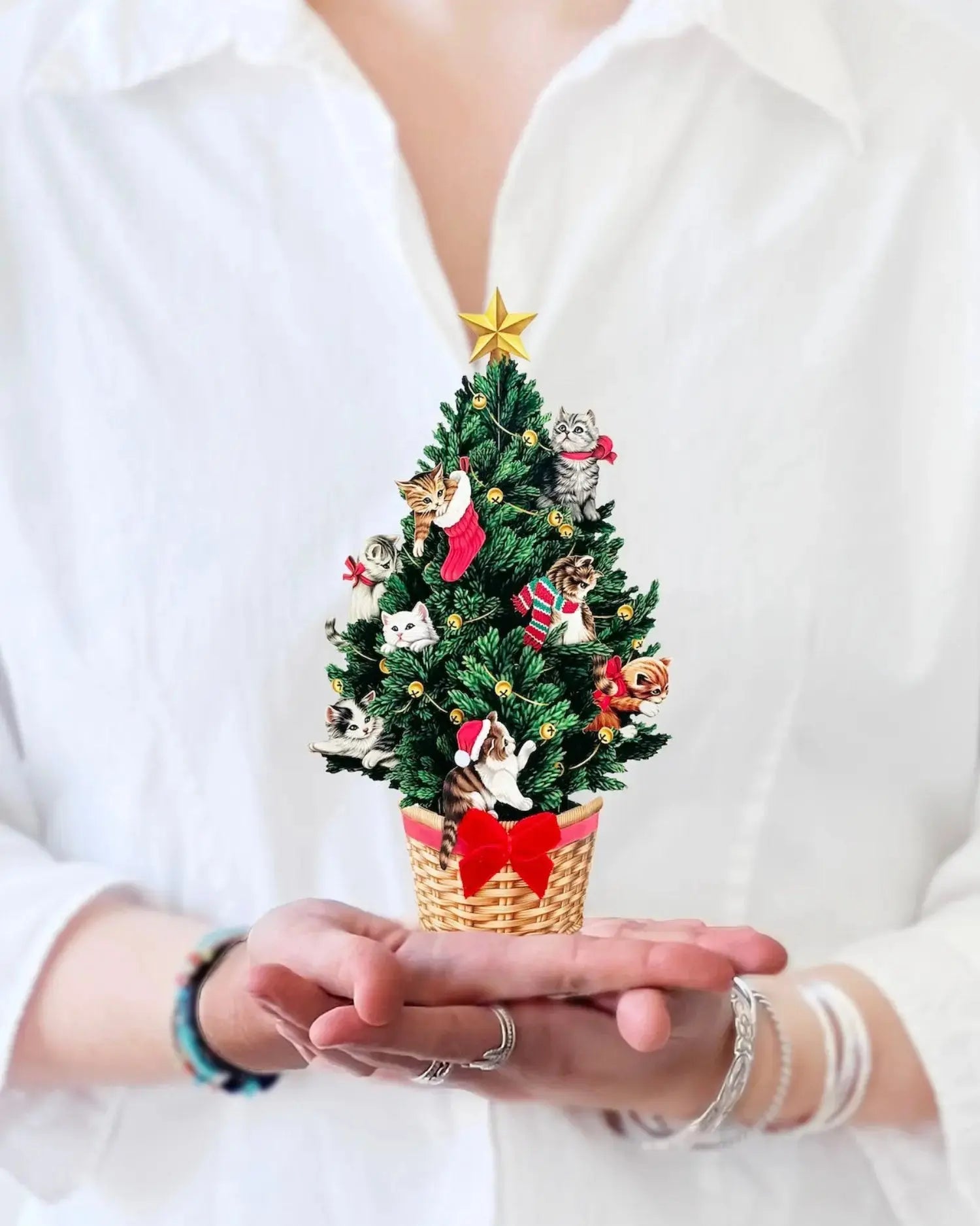Mini Christmas Tree with Cats